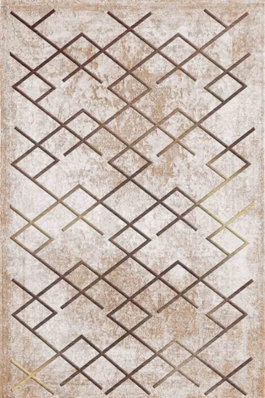 Kreasyon Halı Pandora 2736 Vizon 5 mm Polyester Yıkanabilir İnce Kaymaz Pamuk Taban Dikdörtgen Makine Dokuma Salon Halısı 170x240 cm