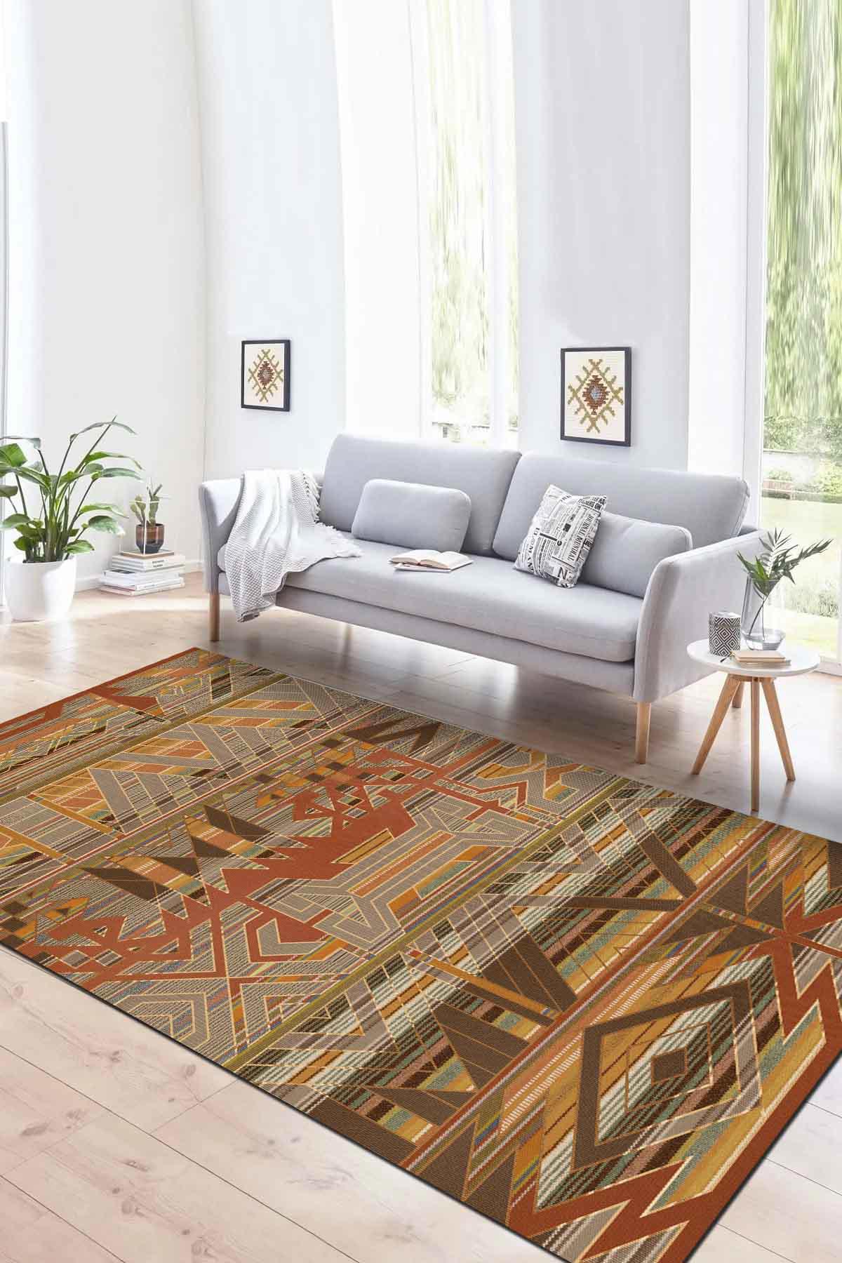 İlyaki Home Croce Krem 0.5 mm Pamuk Antibakteriyel Yıkanabilir İnce Kaymaz Pamuk Taban Dikdörtgen Makine Dokuma Salon Halısı 100x200 cm