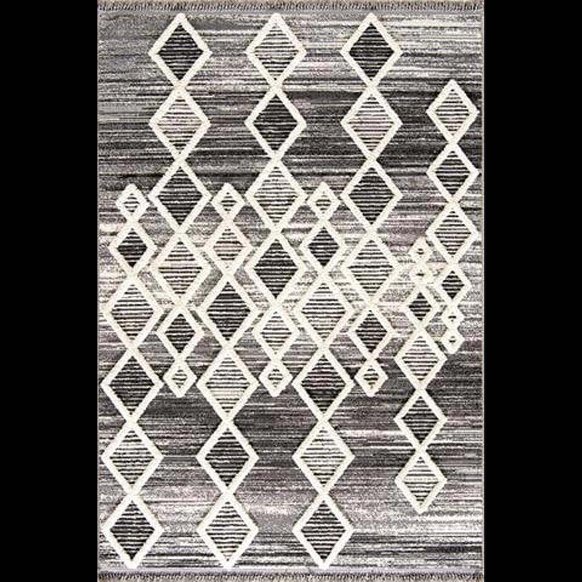 Hoom Rugs Step 2206 Gri 10 mm Polipropilen Antialerjenik Kalın Kaymaz Pamuk Taban Dikdörtgen Makine Dokuma Salon Halısı 300x400 cm