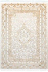 La Boutique Nilüfer NF02 Krem 7 mm Viskon Toz tutmaz Yıkanabilir İnce Kaymaz Dikdörtgen Makine Dokuma Salon Halısı 160x230 cm