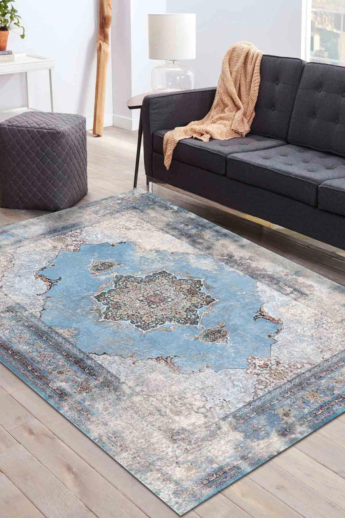 Latte Dizayn Bulak Krem 0.5 mm Pamuk Antibakteriyel Yıkanabilir İnce Kaymaz Pamuk Taban Dikdörtgen Makine Dokuma Salon Halısı 100x300 cm