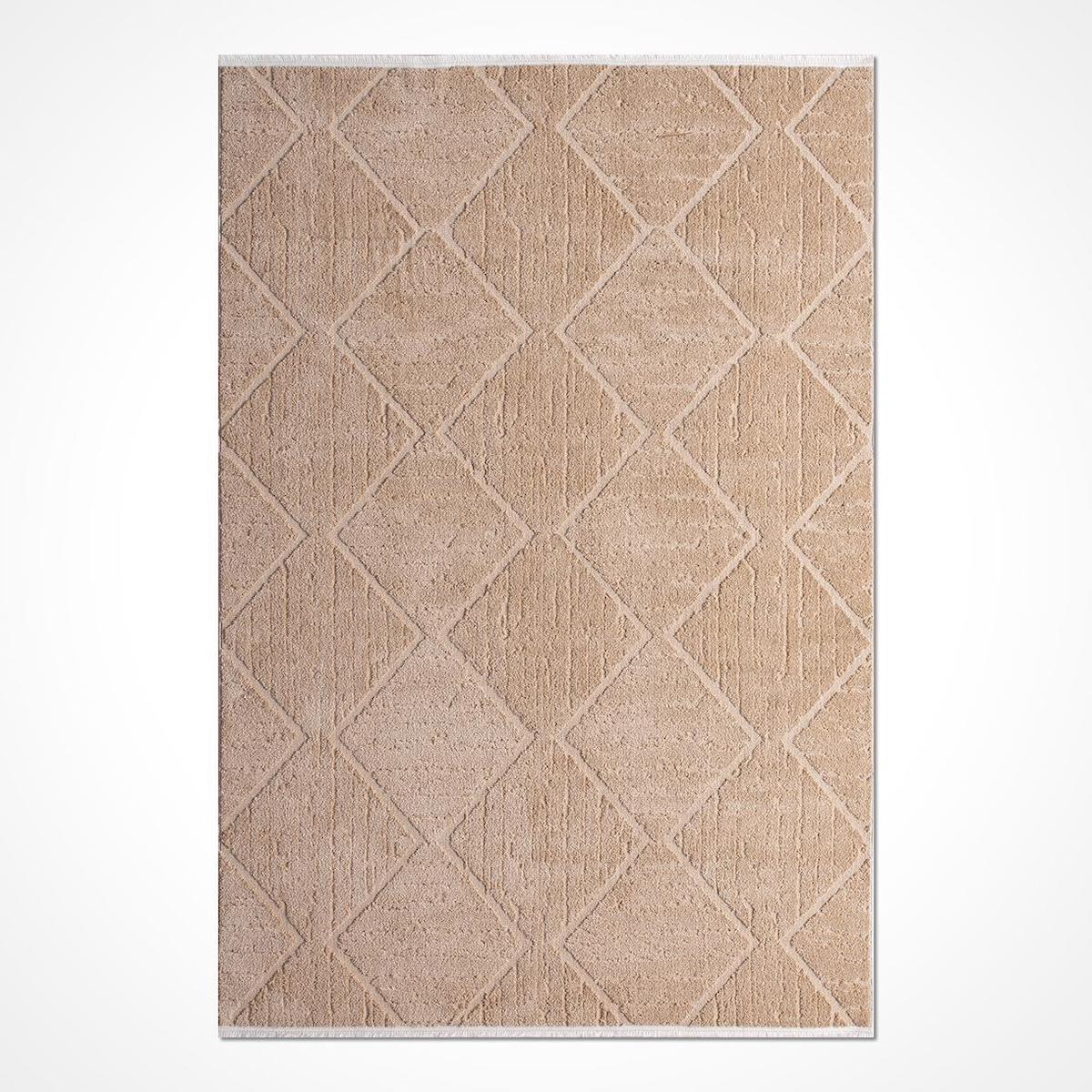 Crea Halı Juiz A0311 Krem 10 mm Pamuk-Polyester Toz Tutmaz Yıkanabilir Orta Dikdörtgen Makine Dokuma Salon Halısı 80x150 cm