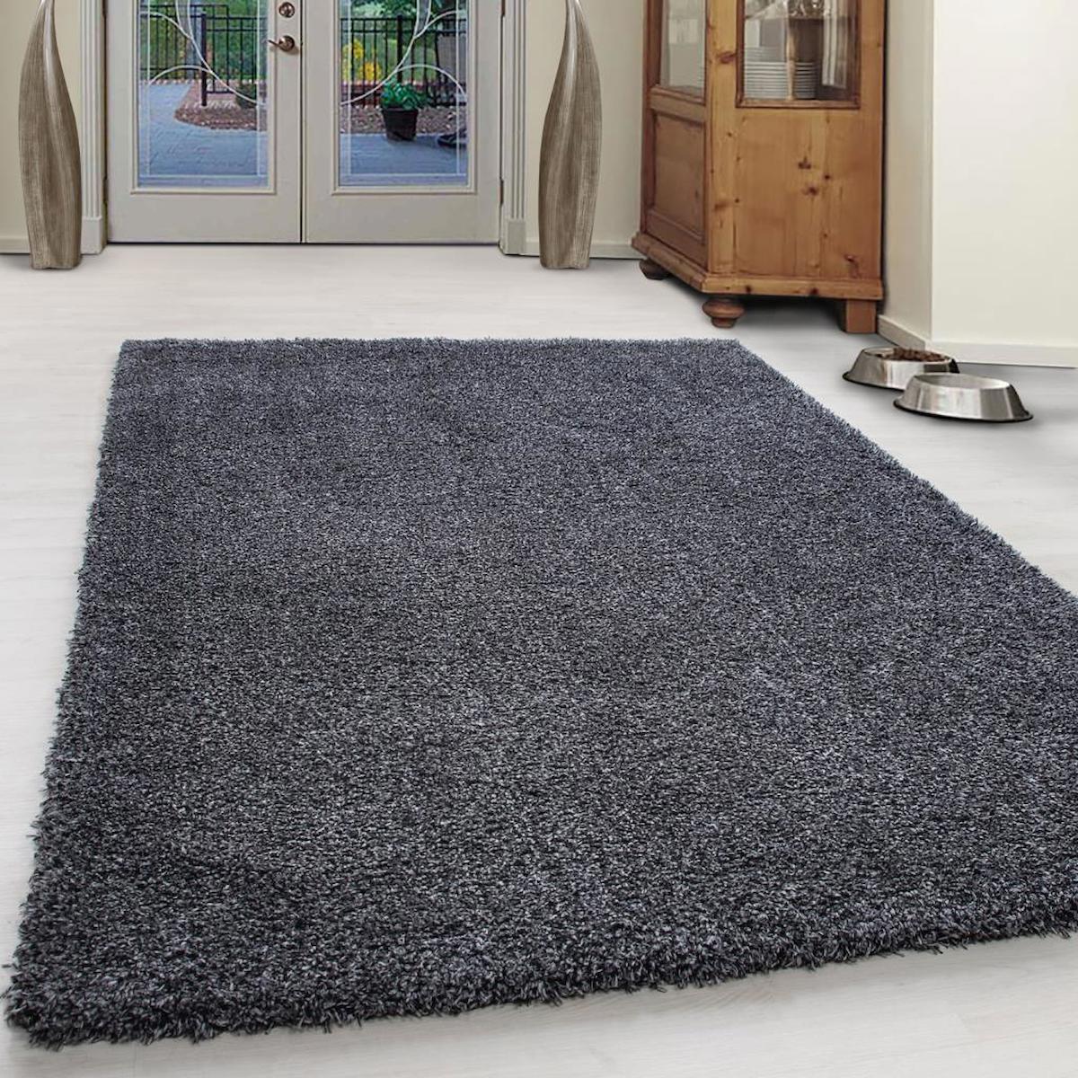 Red Halı Ancona 9000 Antrasit 50 mm Polyester Antialerjenik Kalın Kaymaz Jüt Taban Dikdörtgen Makine Dokuma Çocuk Odası-Salon Halısı 80x150 cm