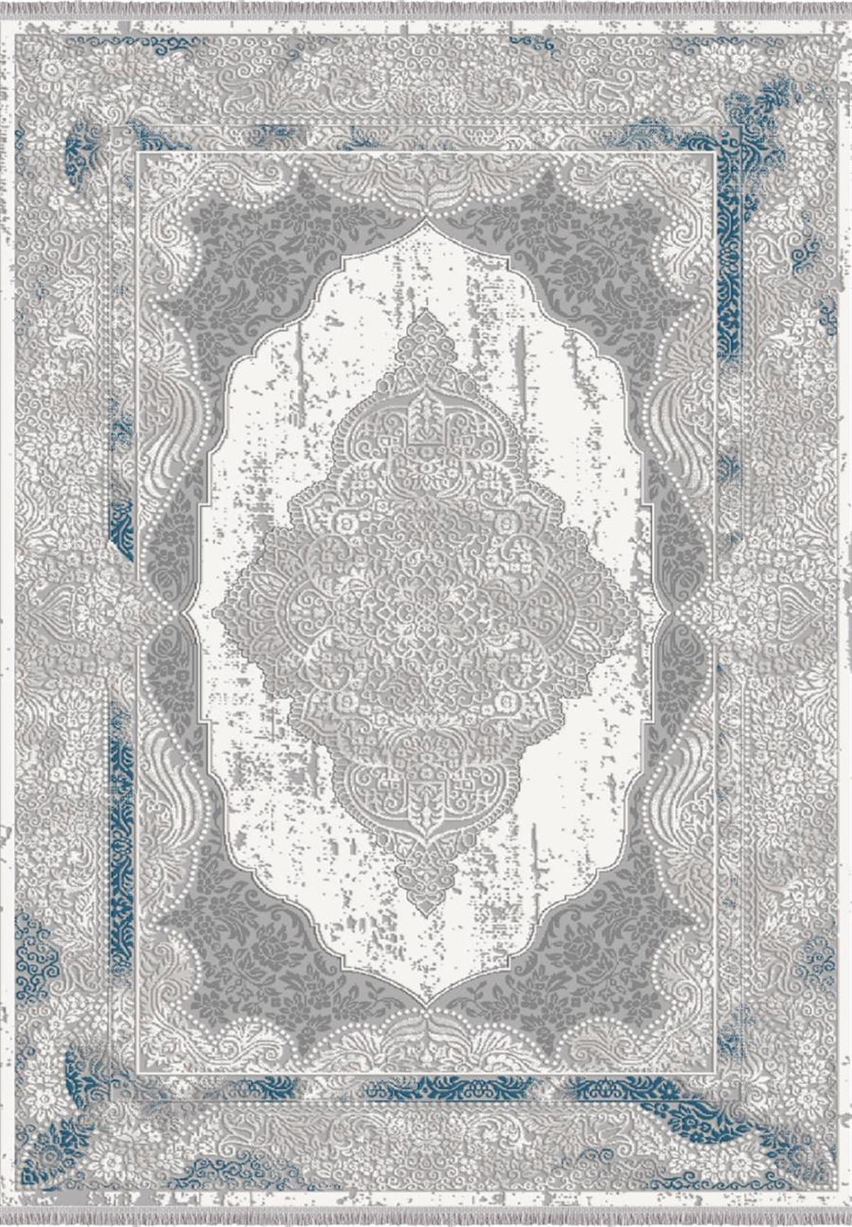 İpek Mekik Halı Safarin 7635A Mavi 12 mm Akrilik Yıkanabilir Orta Kaymaz Pamuk Taban Dikdörtgen Makine Dokuma Antre-Çocuk Odası-Salon-Yatak Odası Halısı 140x200 cm