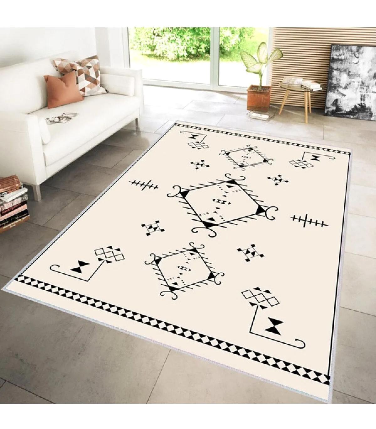 Rovigo Home RVG0172-SD720 Çok Renkli 8 mm Polyester Yıkanabilir Orta Kaymaz Dot Taban Dikdörtgen Makine Dokuma Salon Halısı 120x180 cm