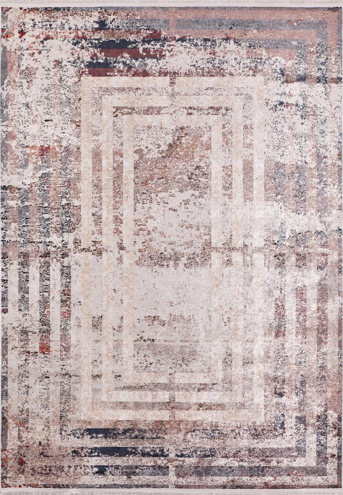 Halı Atölyesi Bej-Kahverengi 5 mm Pamuk Yıkanabilir İnce Kaymaz Taban Dikdörtgen Makine Dokuma Salon Halısı 80x180 cm