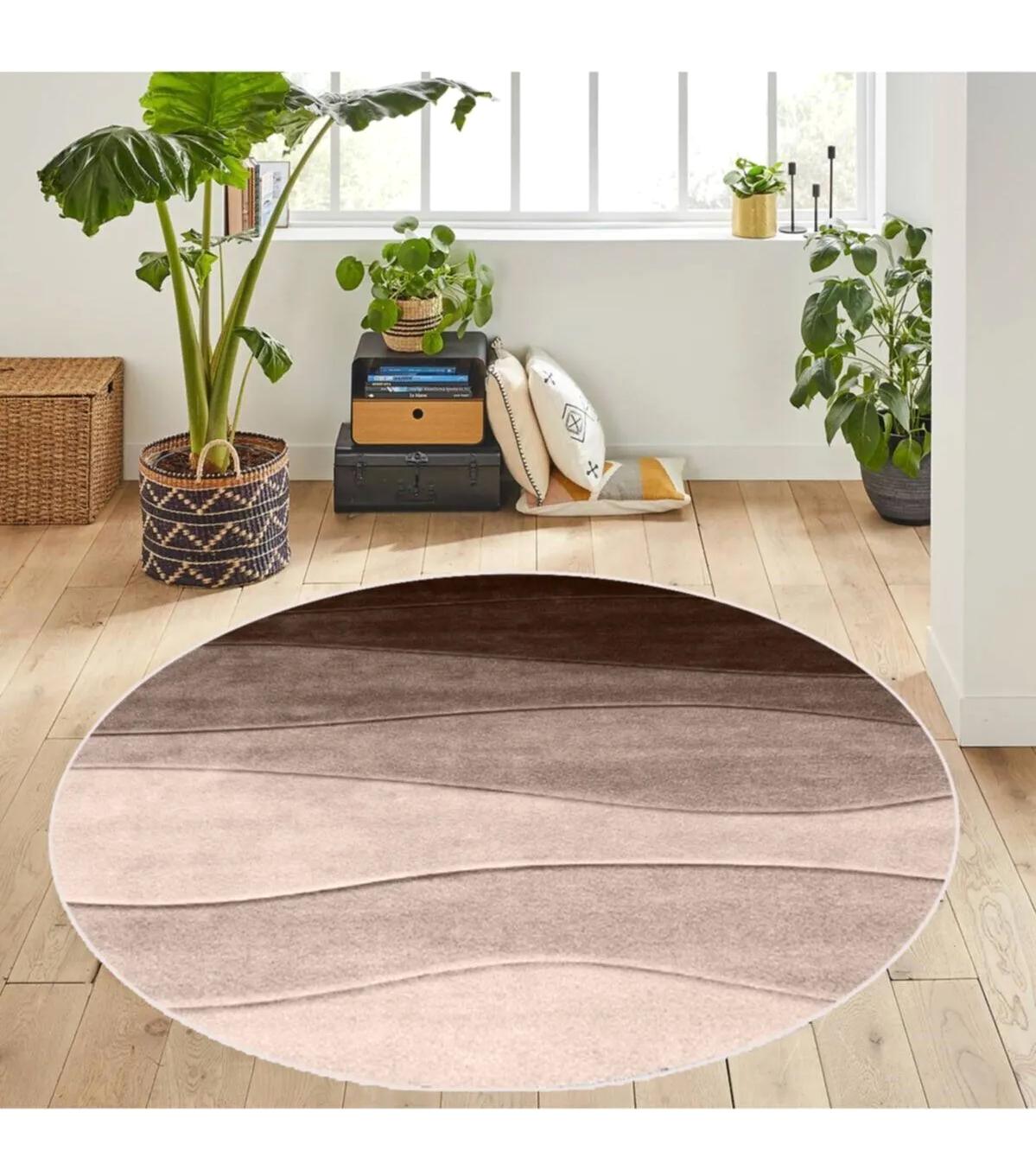 Rovigo Home RVG7098 Çok Renkli 8 mm Polyester Antibakteriyel-Leke Tutmaz-Toz Tutmaz Yıkanabilir İnce Kaymaz Dot Taban Yuvarlak Makine Dokuma Salon Halısı 100x200 cm