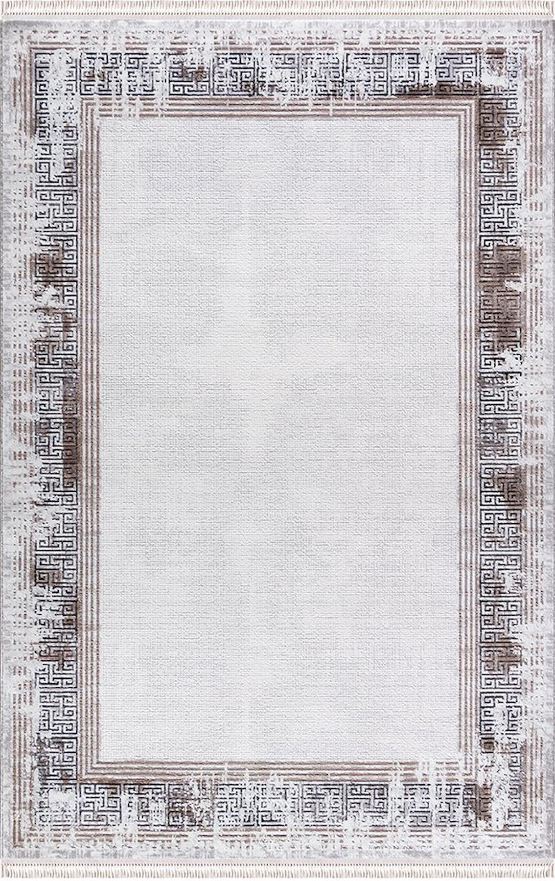 Merinos Rodin 60894 Krem 11 mm Akrilik Toz Tutmaz Yıkanabilir Kalın Kaymaz Dikdörtgen Makine Dokuma Salon Halısı 100x150 cm