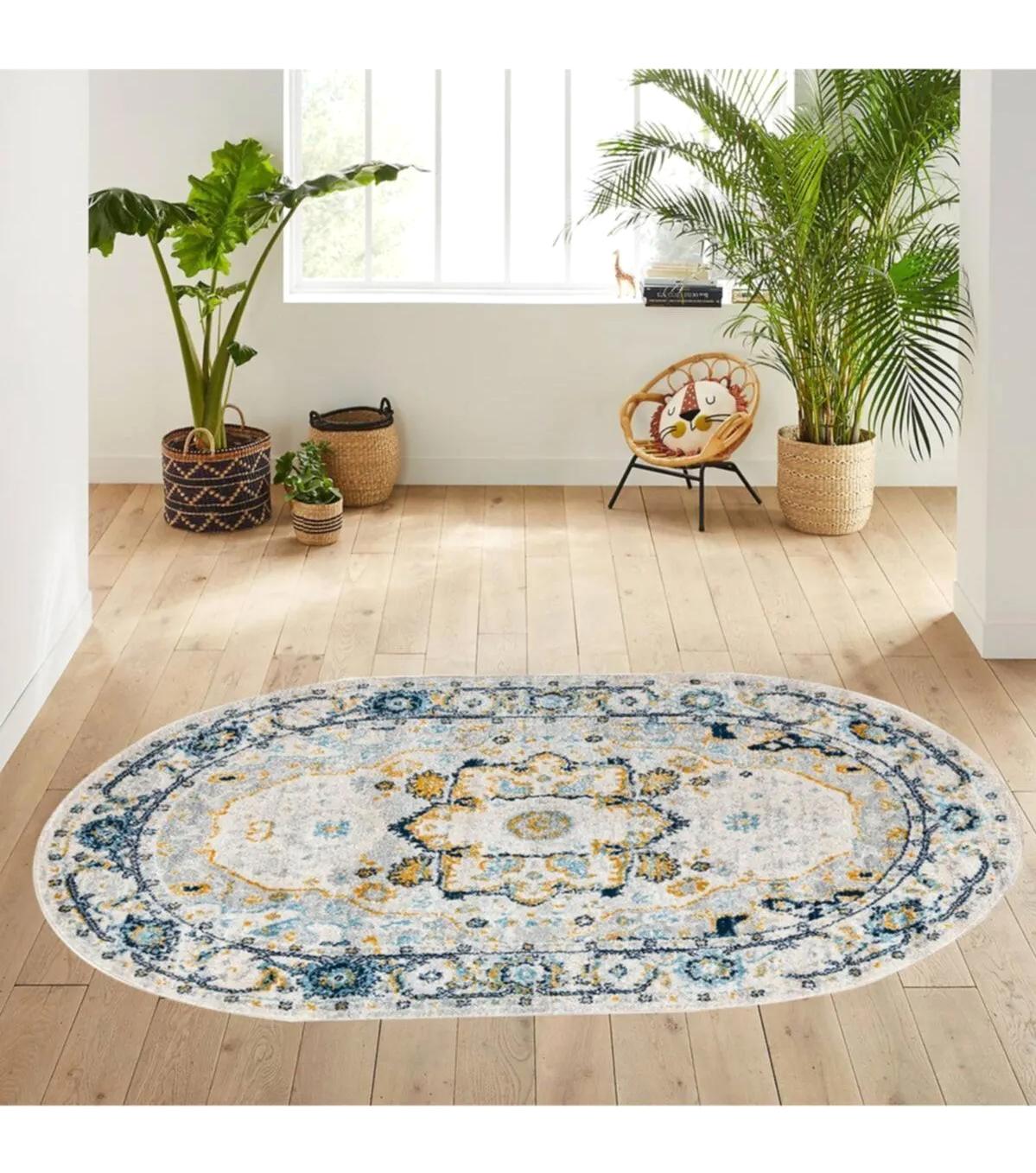 Rovigo Home RVG7181 Krem 8 mm Polyester Yıkanabilir Orta Kaymaz Dot Taban Dikdörtgen Makine Dokuma Salon Halısı 80x300 cm
