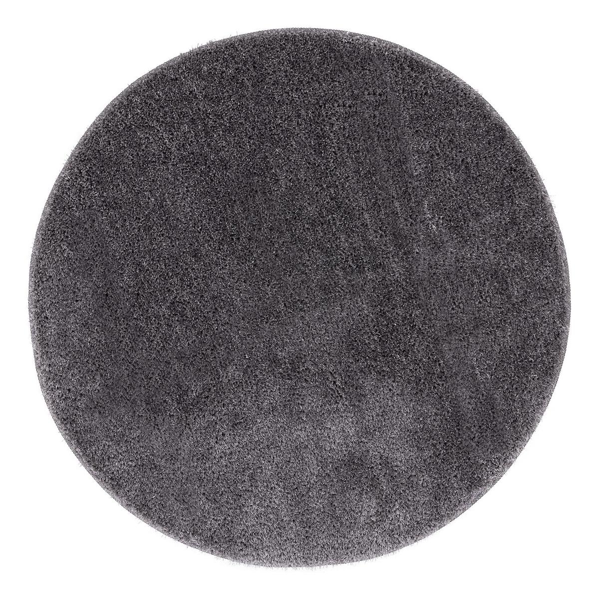 Eurobano Synergy Gri 25 mm Polyester Yıkanabilir Kalın Kaymaz Lateks Taban Yuvarlak Makine Dokuma Salon Halısı 70x110 cm