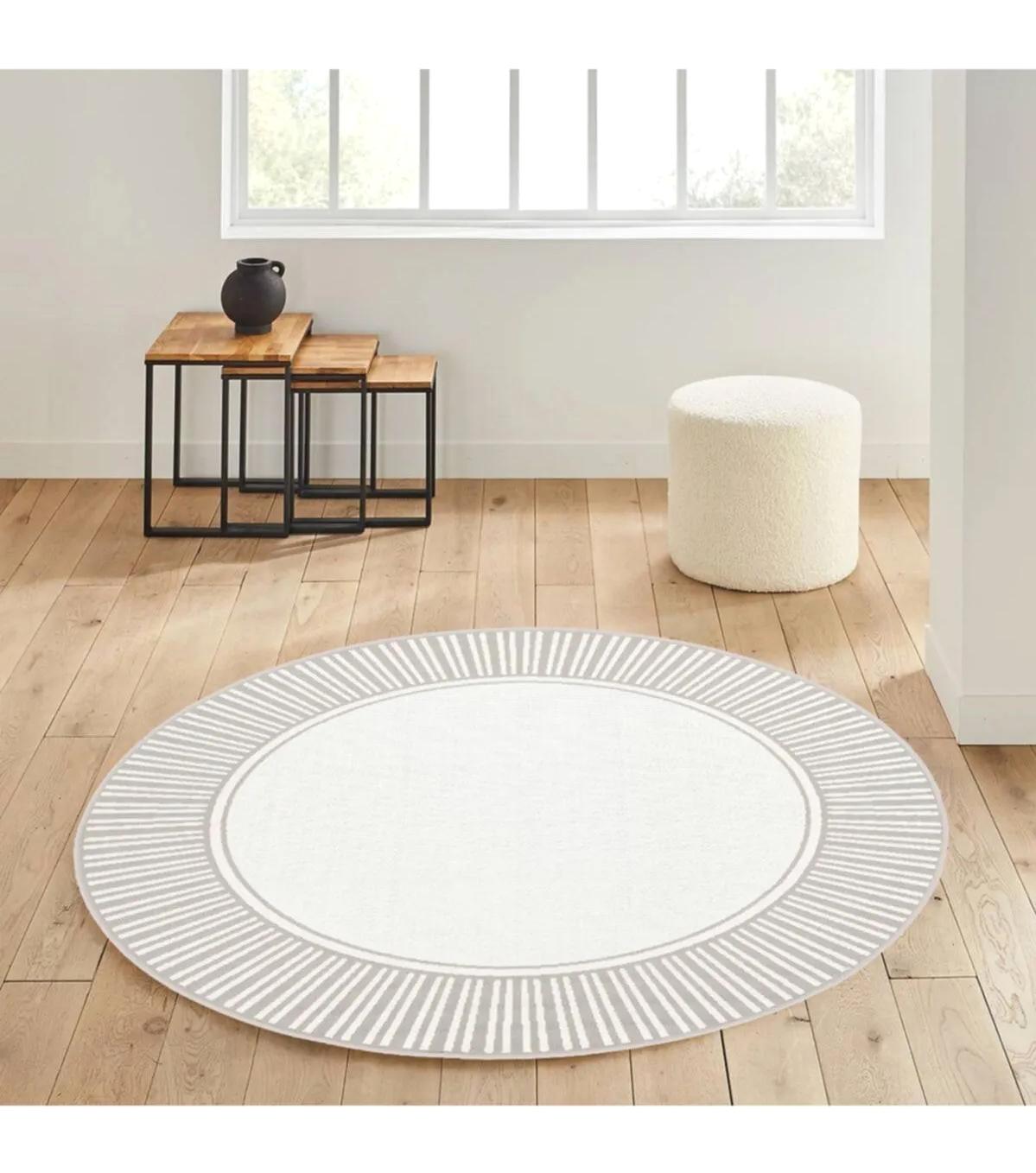 Rovigo Home RVG7166 Krem 8 mm Polyester Antibakteriyel-Leke Tutmaz-Toz Tutmaz Yıkanabilir İnce Kaymaz Dot Taban Yuvarlak Makine Dokuma Salon Halısı 100x300 cm