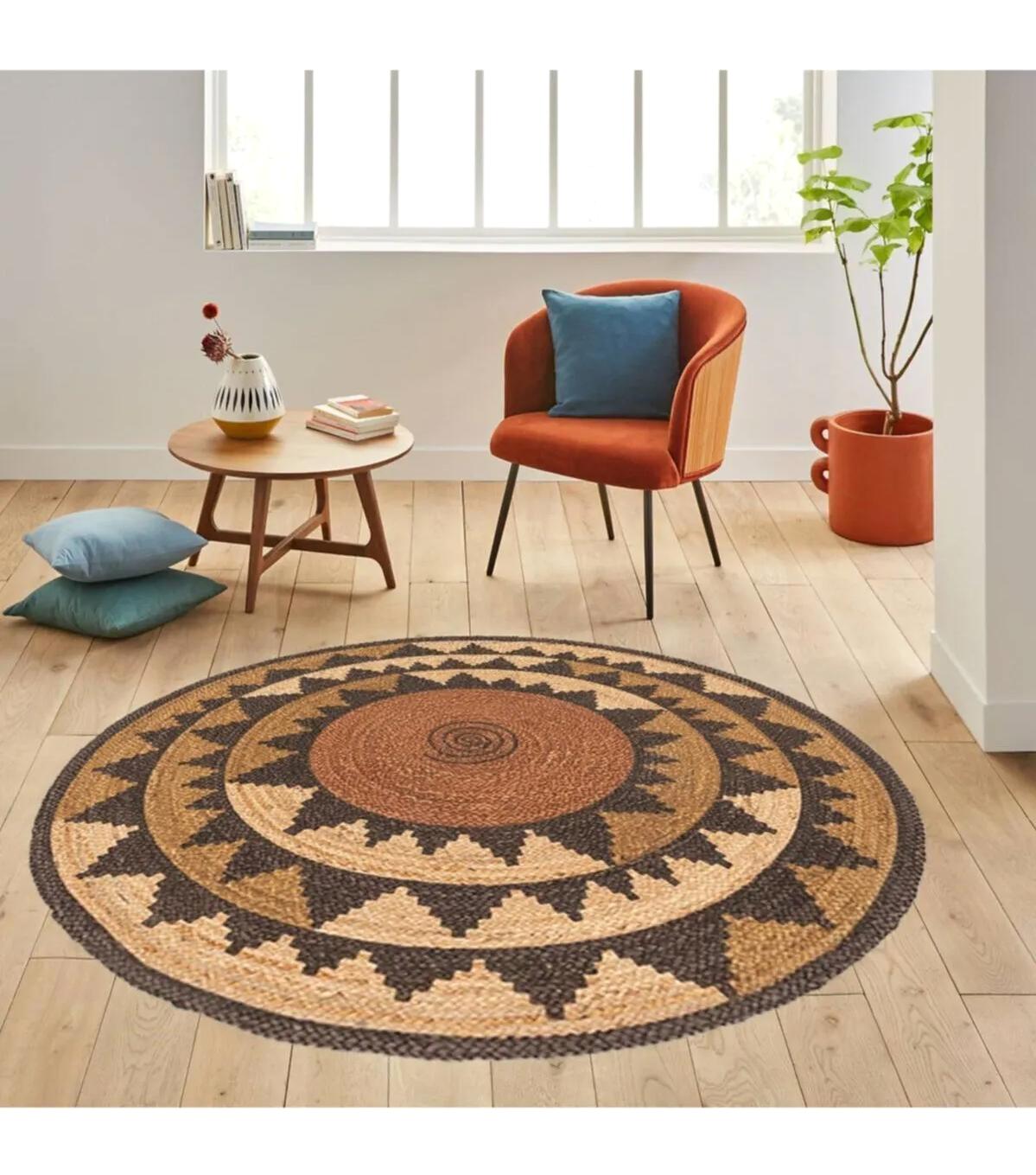 Rovigo Home RVG7007 Çok Renkli 8 mm Polyester Antibakteriyel-Leke Tutmaz-Toz Tutmaz Yıkanabilir İnce Kaymaz Dot Taban Yuvarlak Makine Dokuma Salon Halısı 120x180 cm
