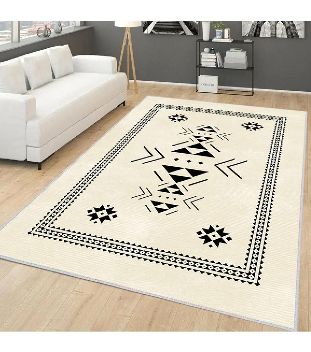 Rovigo Home RVG0175-SD861 Çok Renkli 8 mm Polyester Leke Tutmaz Yıkanabilir Orta Kaymaz Dot Taban Dikdörtgen Makine Dokuma Salon Halısı 160x230 cm