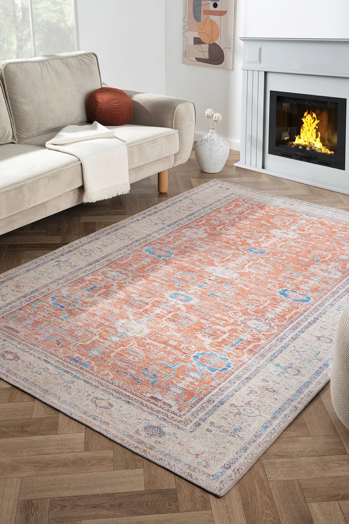 Konfor Halı Antico 2351 Krem 5 mm Polyester Yıkanabilir Dikdörtgen Makine Dokuma Halı 170x250 cm