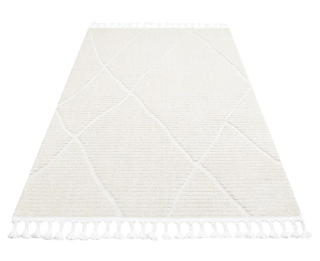 Eko Halı Terazzo TRZ07 Krem 10 mm Polyester Yıkanabilir İnce Kaymaz Dikdörtgen Makine Dokuma Salon Halısı 80x300 cm