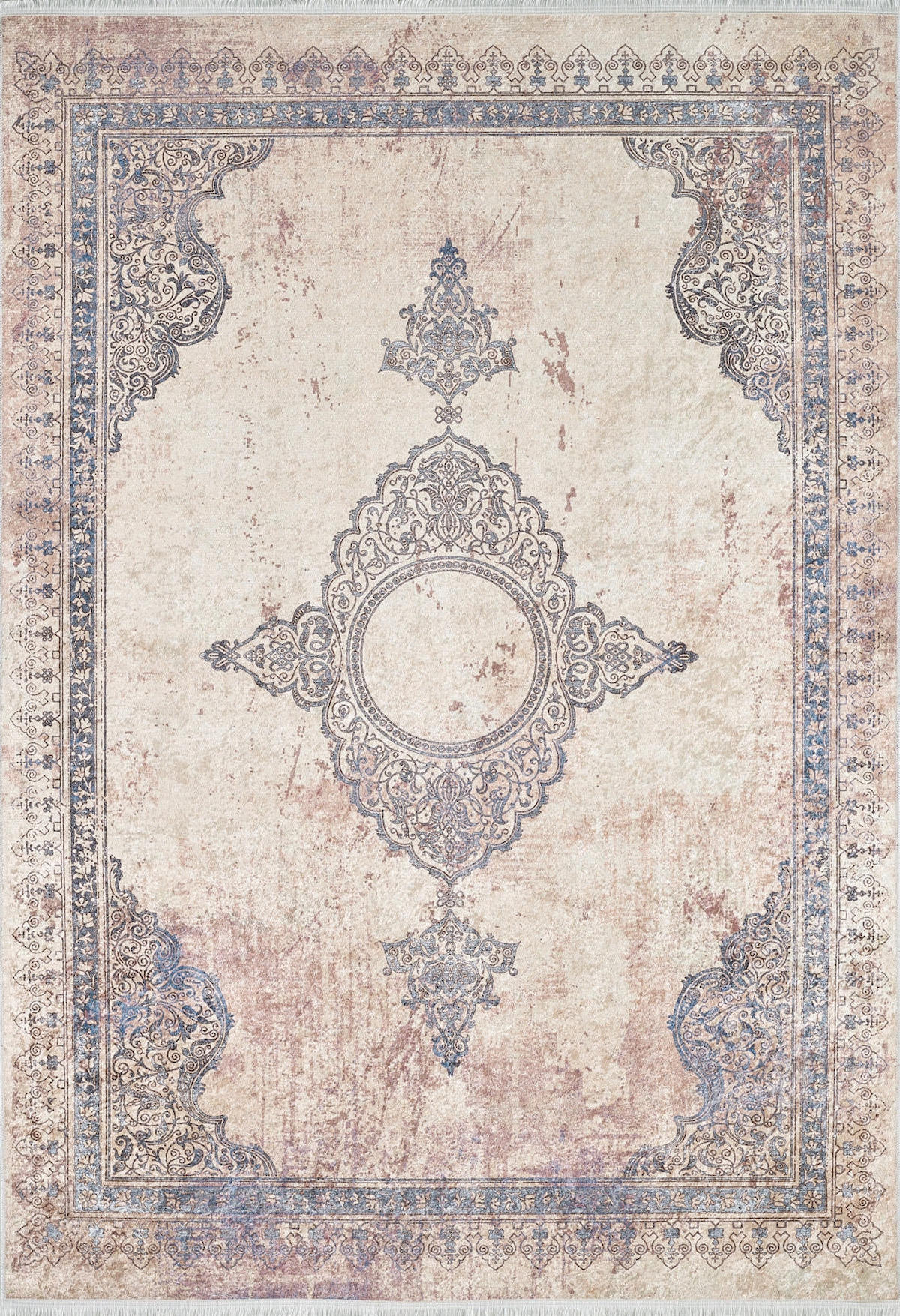 Halı Atölyesi HK187 Bej 5 mm Pamuk Yıkanabilir İnce Kaymaz Taban Dikdörtgen Makine Dokuma Halı 120x180 cm