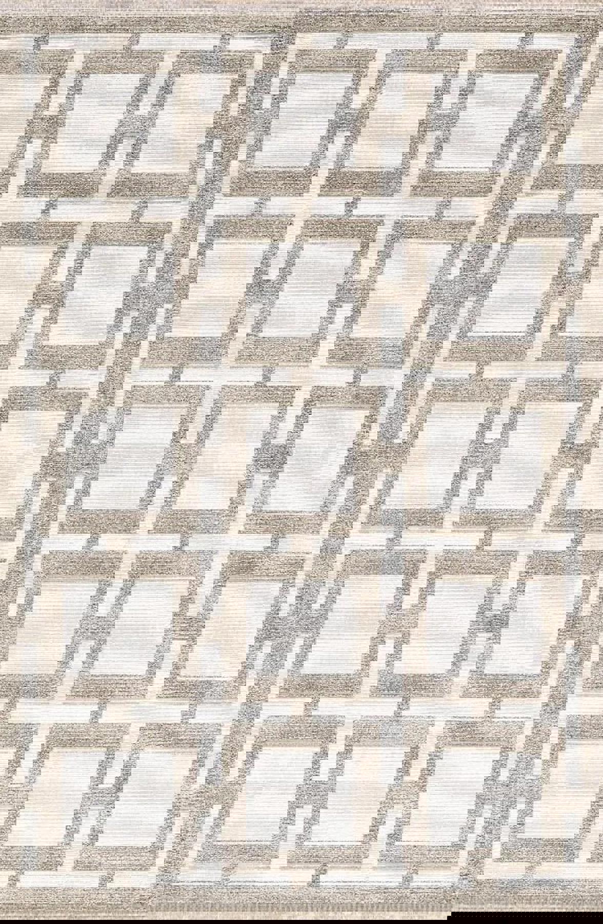 Pierre Cardin Quenta QZ00B Bej-Kahverengi 0.8 mm Akrilik Antibakteriyel Yıkanabilir İnce Kaymaz Dikdörtgen Makine Dokuma Salon Halısı 150x300 cm