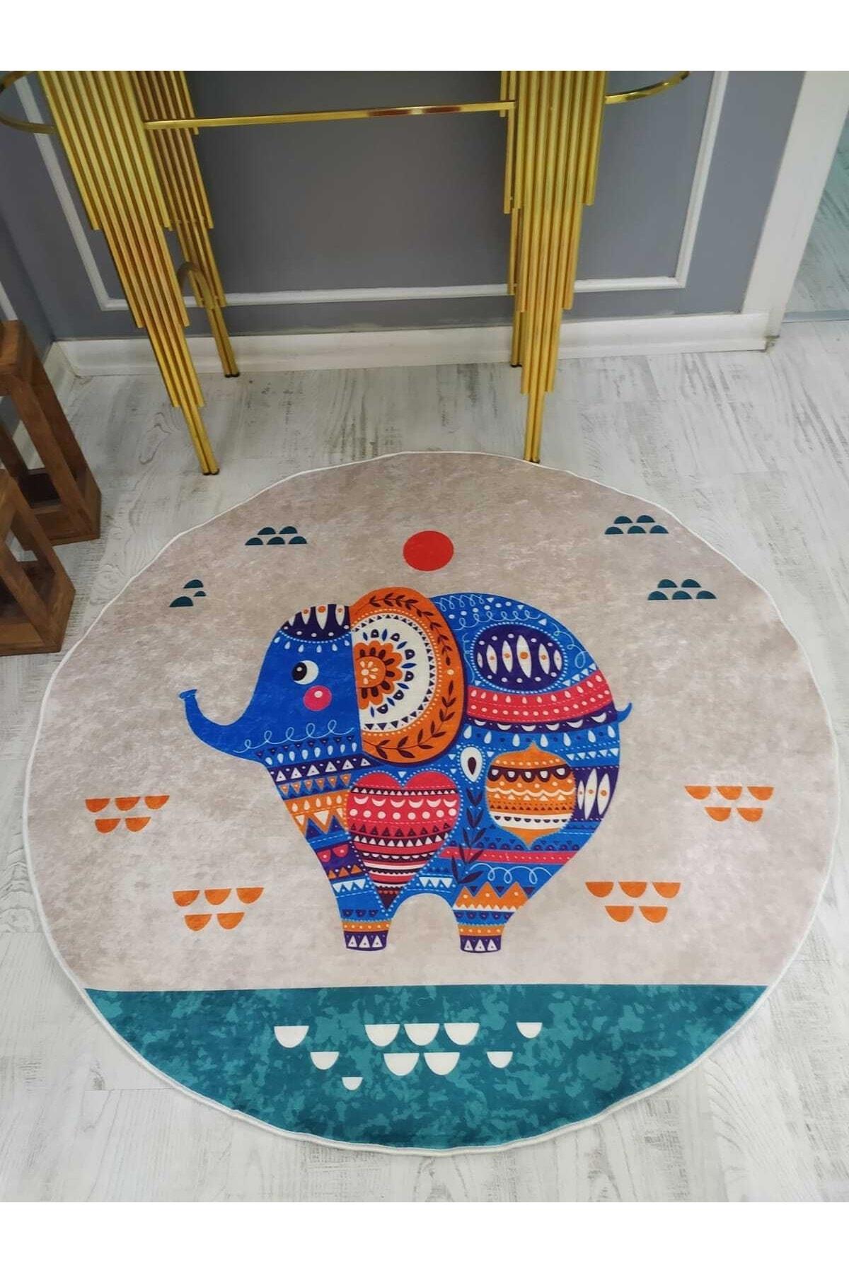 Doruklar Home Collection DRK8015 Çok Renkli 0.7 mm Polyester Antialerjenik Yıkanabilir İnce Kaymaz Suni Deri Taban Dikdörtgen Makine Dokuma Çocuk Odası-Salon Halısı 100x200 cm