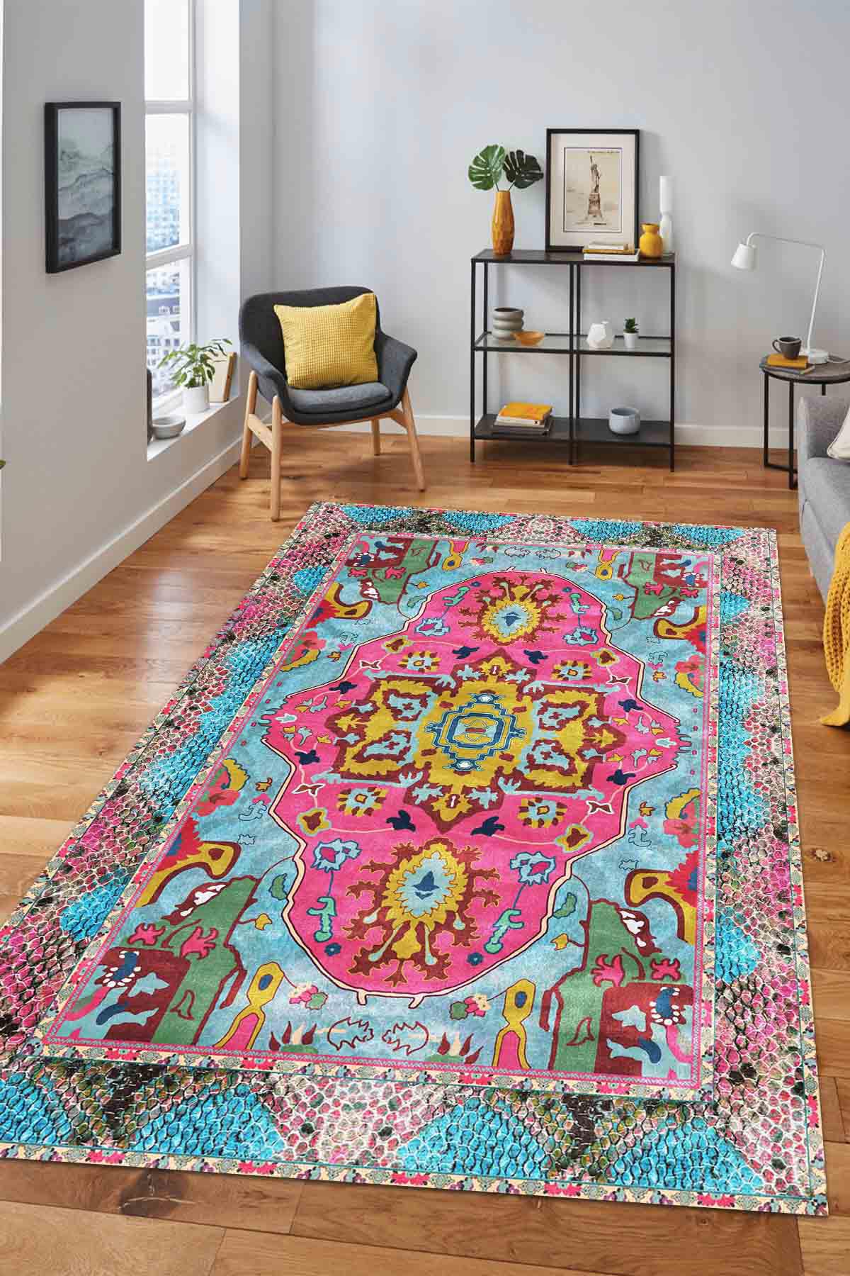 Latte Dizayn Podmir Krem 0.5 mm Pamuk Antibakteriyel Yıkanabilir İnce Kaymaz Dot Taban Dikdörtgen Makine Dokuma Salon Halısı 130x190 cm