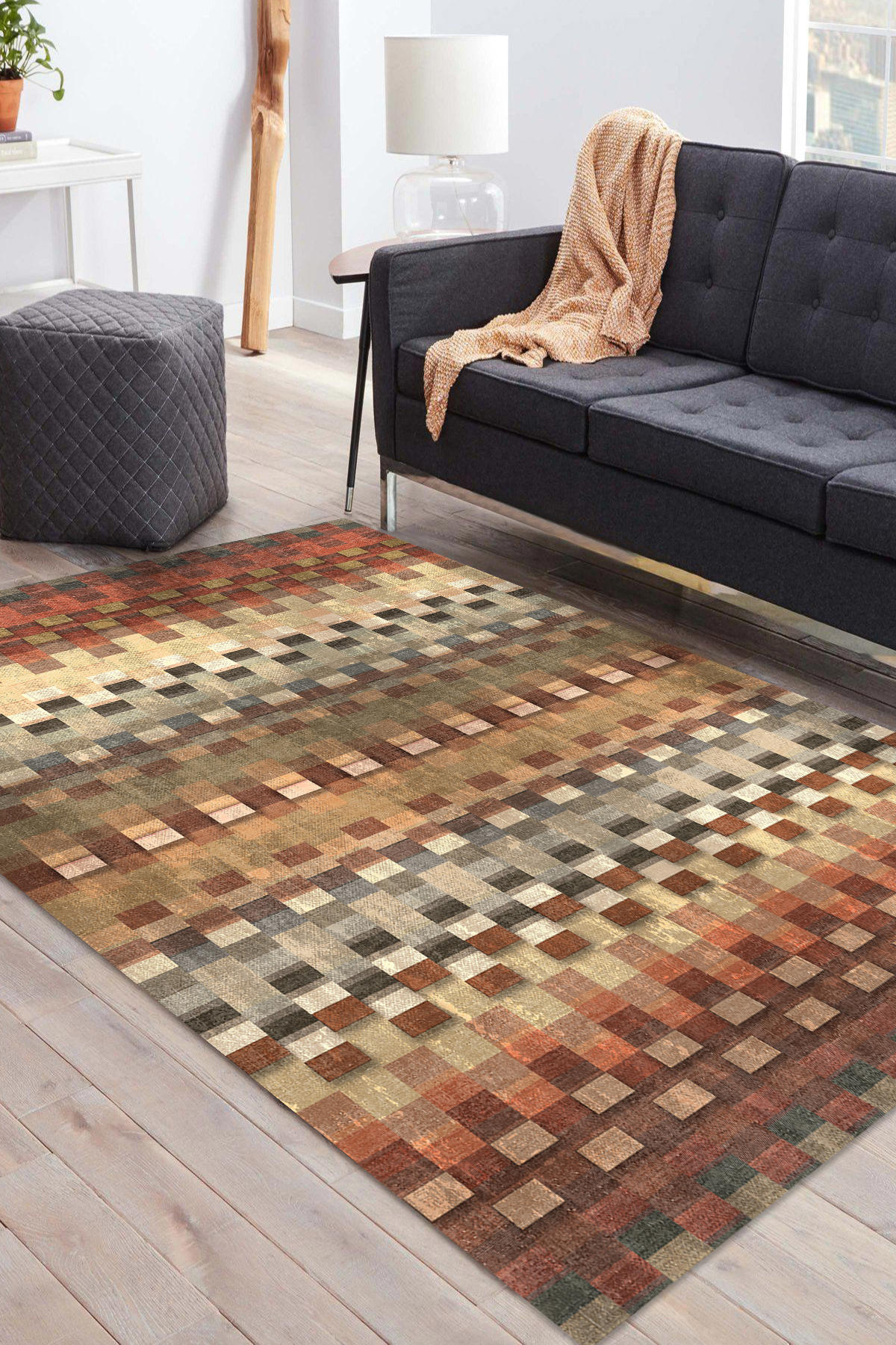 Latte Dizayn Maudes Krem 0.5 mm Pamuk Antibakteriyel Yıkanabilir İnce Kaymaz Pamuk Taban Dikdörtgen Makine Dokuma Salon Halısı 80x200 cm