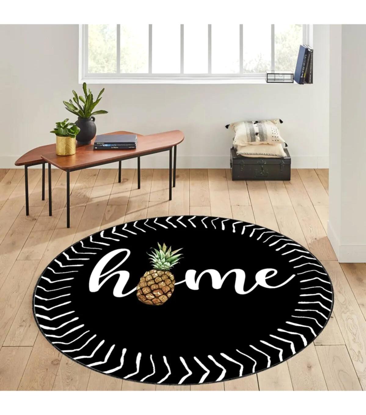 Rovigo Home RVG7139 Çok Renkli 8 mm Polyester Antibakteriyel-Leke Tutmaz-Toz Tutmaz Yıkanabilir İnce Kaymaz Dot Taban Yuvarlak Makine Dokuma Salon Halısı 100x200 cm