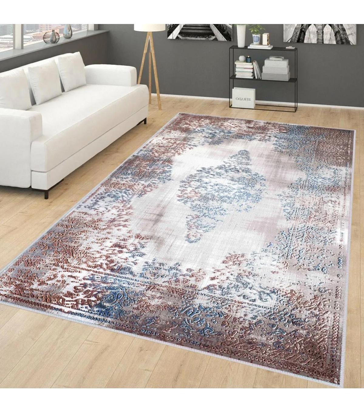 Rovigo Home RVG0263 Çok Renkli 8 mm Polyester Antibakteriyel-Leke Tutmaz-Toz Tutmaz Yıkanabilir İnce Kaymaz Dot Taban Dikdörtgen Makine Dokuma Salon Halısı 80x500 cm