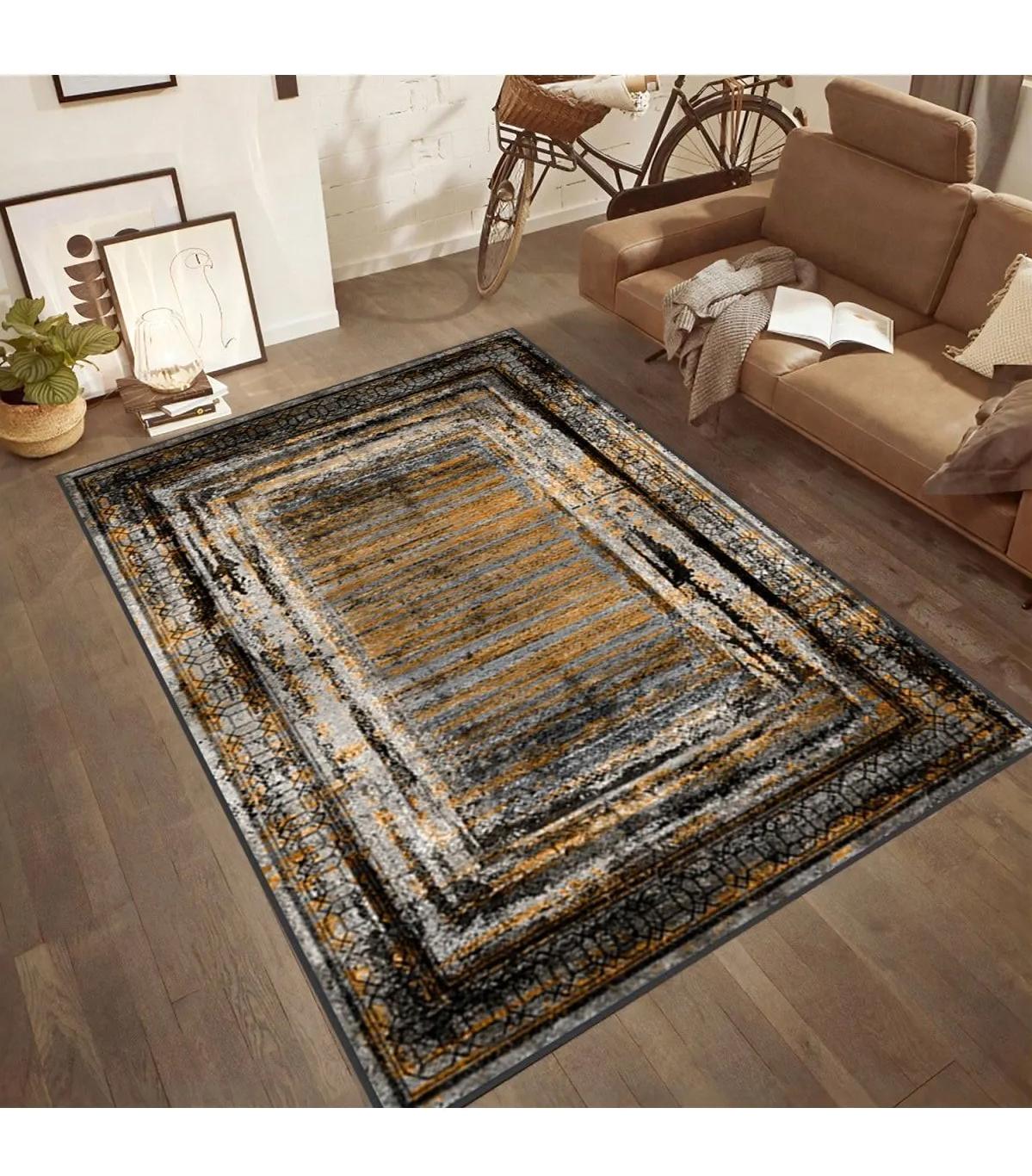 Rovigo Home RVG1829-HT967 Çok Renkli 8 mm Polyester Antibakteriyel-Leke Tutmaz-Toz Tutmaz Yıkanabilir İnce Kaymaz Dot Taban Dikdörtgen Makine Dokuma Salon Halısı 100x200 cm