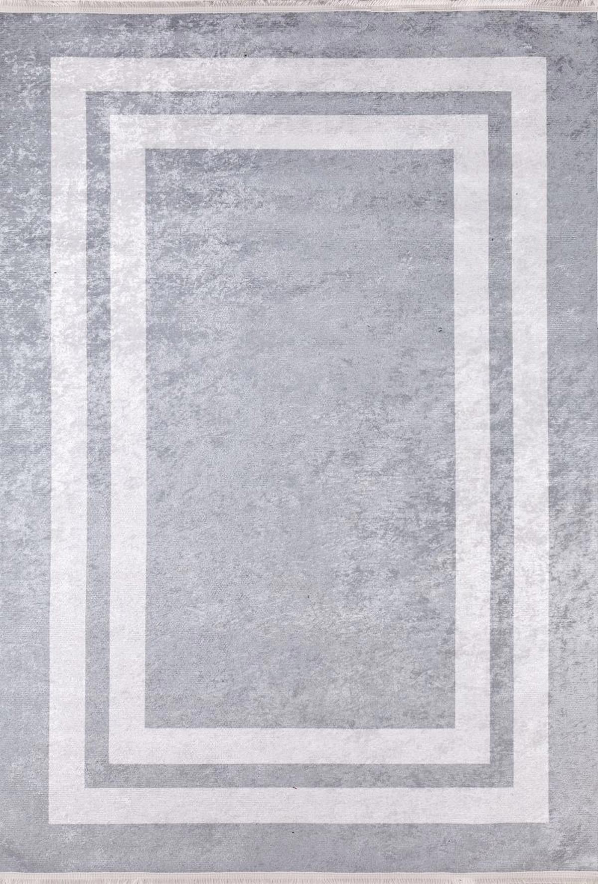 Halı Atölyesi HA134 Gri 5 mm Pamuk Yıkanabilir İnce Kaymaz Taban Dikdörtgen Makine Dokuma Salon Halısı 120x180 cm
