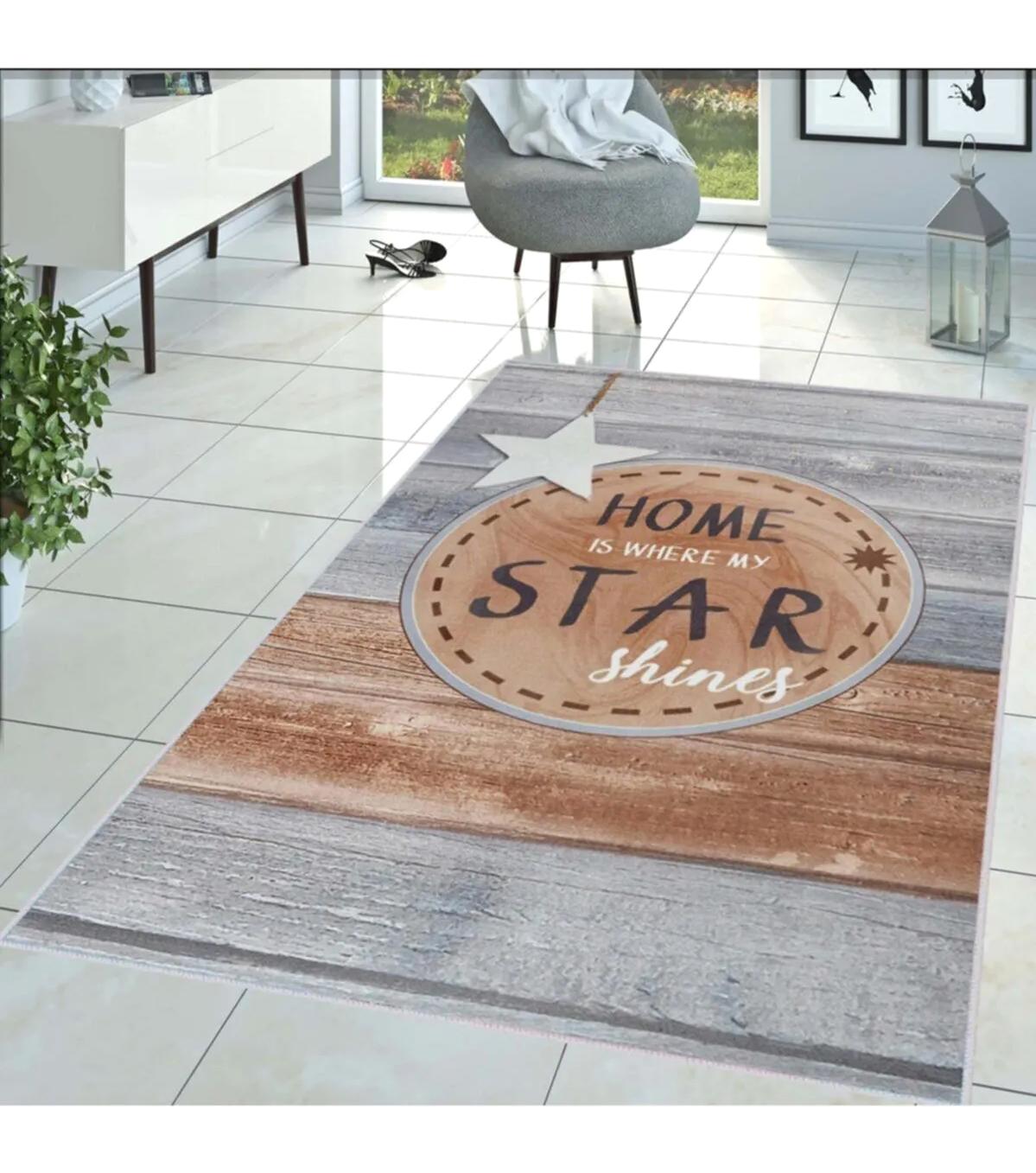 Rovigo Home RVG1459 Çok Renkli 8 mm Polyester Leke Tutmaz-Toz Tutmaz Yıkanabilir İnce Kaymaz Dot Taban Dikdörtgen Makine Dokuma Salon Halısı 80x300 cm