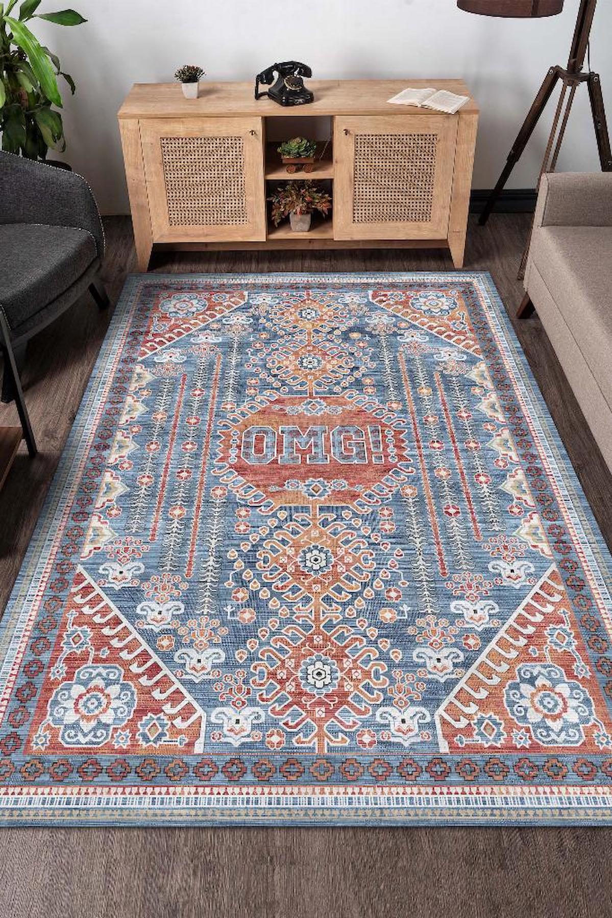 Homshtag Omg Krem 4 mm Pamuk Antistatik Yıkanabilir İnce Kaymaz Dikdörtgen Makine Dokuma Salon Halısı 60x100 cm