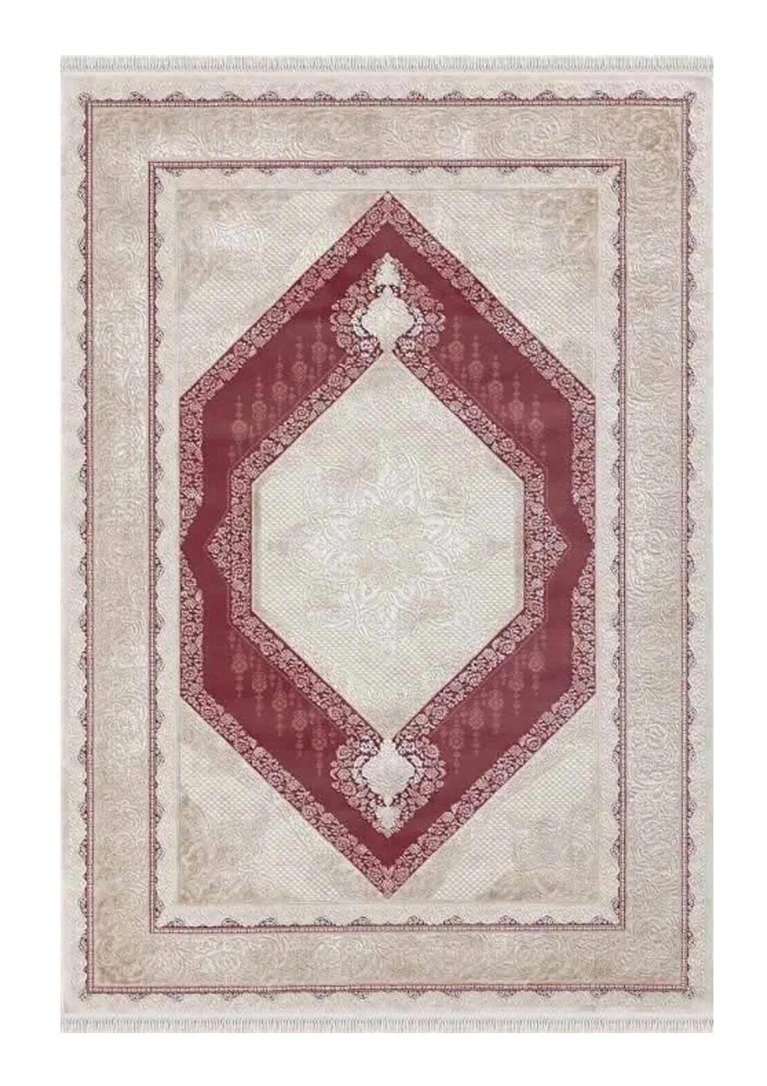 Merinos  Rodin 19769 Krem Mikropolyester Yıkanabilir Kalın Kaymaz Lateks Taban Dikdörtgen Makine Dokuma Salon Halısı 120x180 cm
