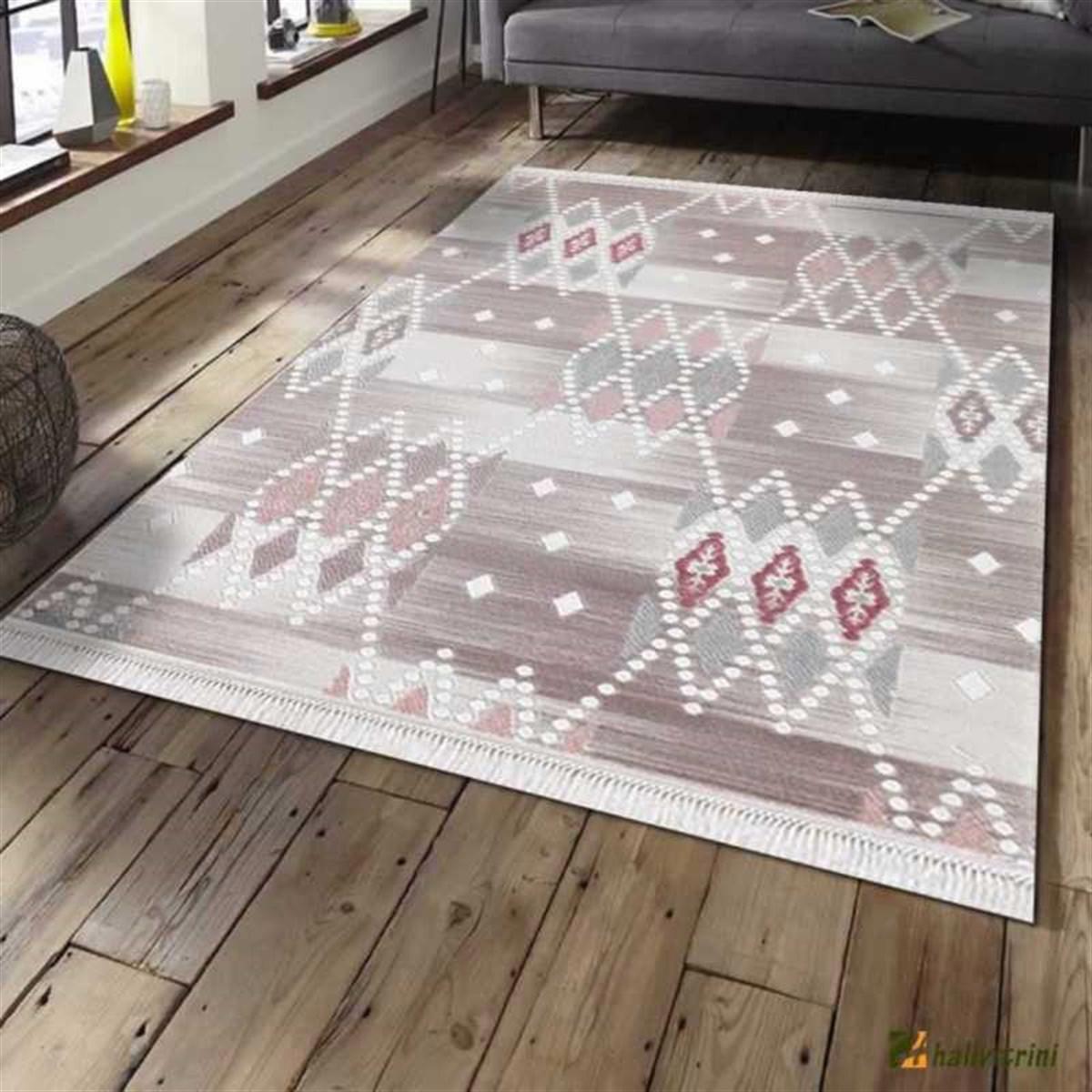 Efsane Halı Ihlara HR003065 Vizon 13 mm Akrilik Silinebilir Yıkanabilir Kalın Kaymaz Dikdörtgen Makine Dokuma Salon Halısı 180x180 cm