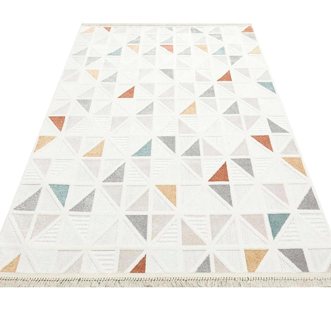 Eko Halı CPT01 Krem 10 mm Polyester Yıkanabilir Orta Dikdörtgen Makine Dokuma Salon Halısı 160x230 cm