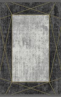 Merinos Rodin 34712 Krem 12 mm Akrilik Toz Tutmaz Yıkanabilir Kalın Kaymaz Jel Taban Geometrik Dikdörtgen Makine Dokuma Salon Halısı 100x200 cm