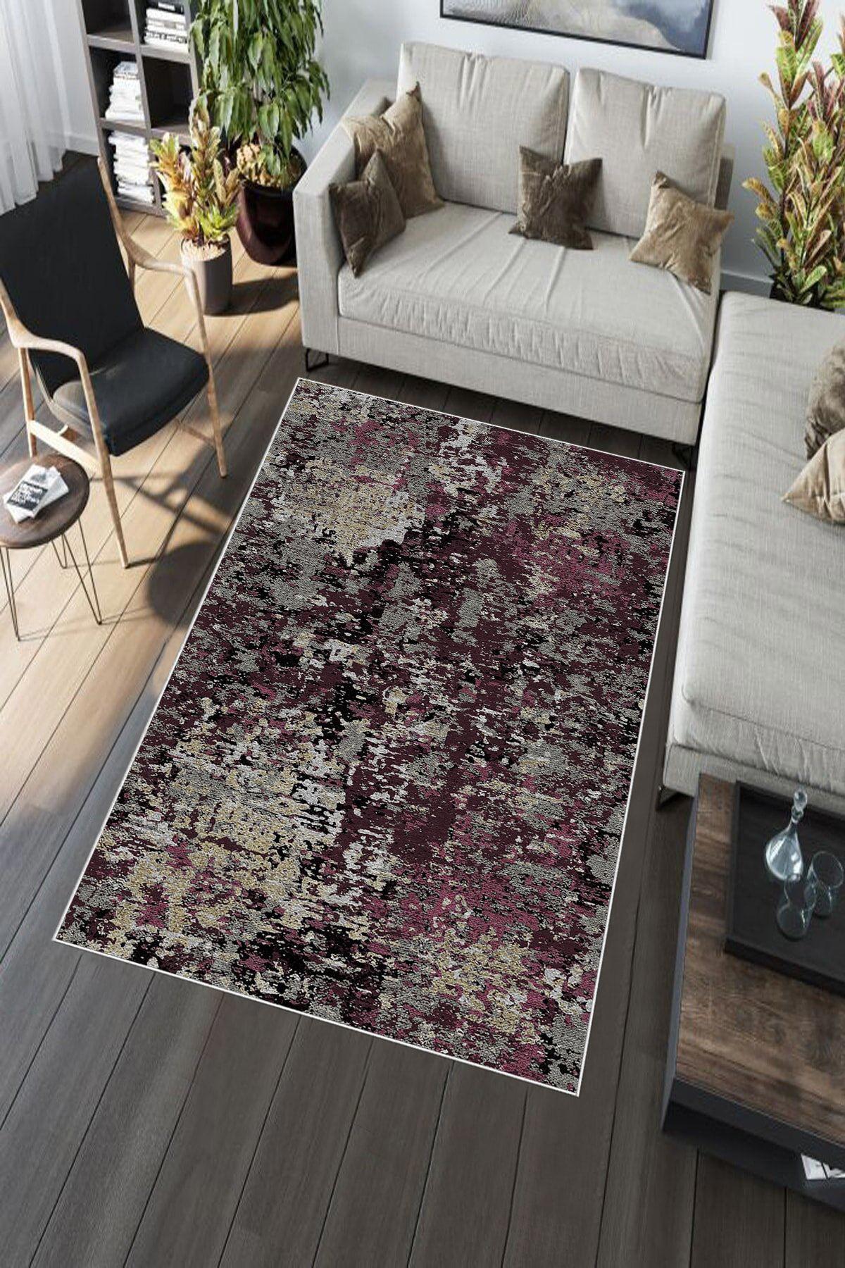 Aldora A247 Çok Renkli 9 mm Deri Yıkanabilir İnce Kaymaz Dikdörtgen Makine Dokuma Salon Halısı 100x150 cm