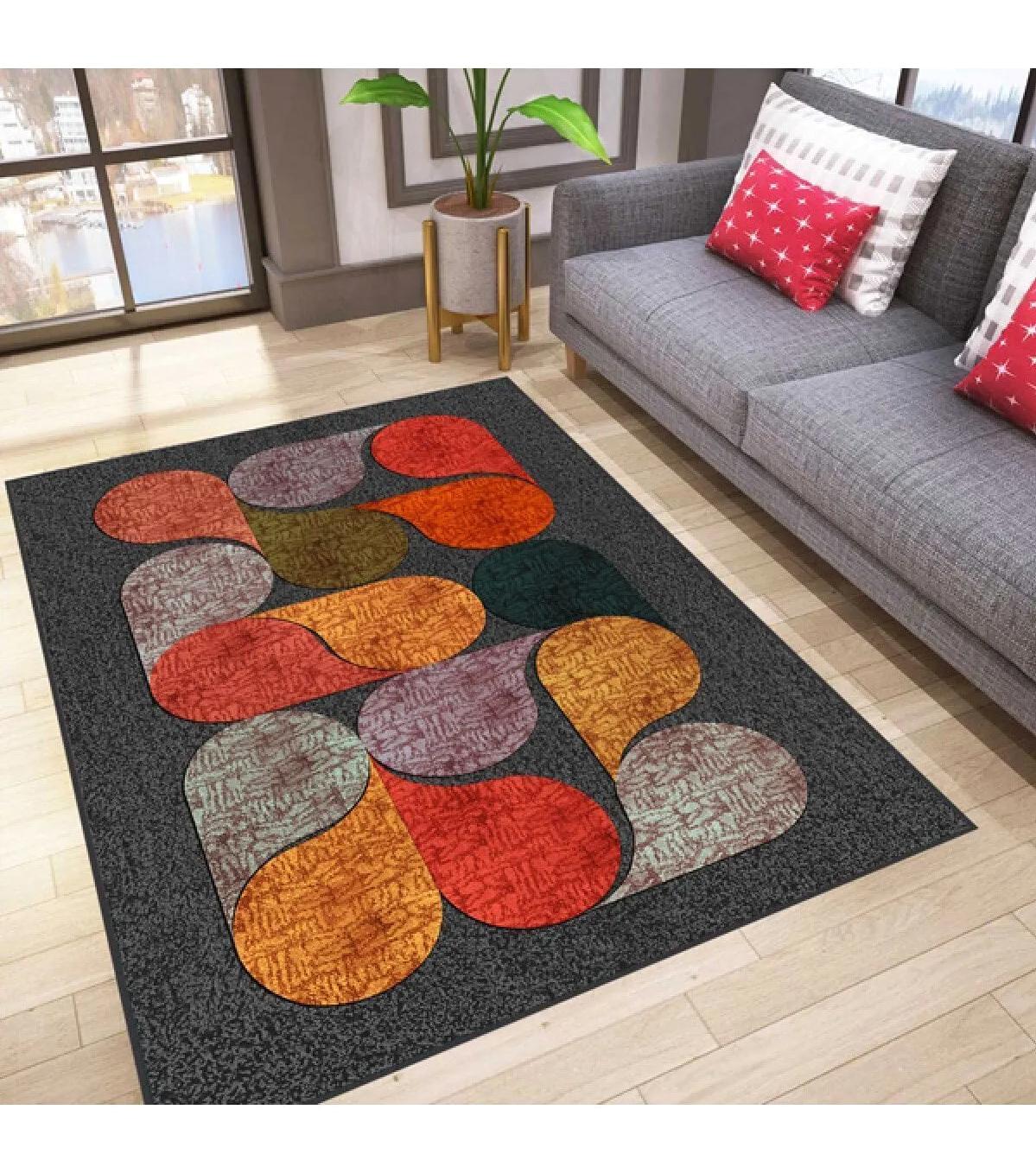 Rovigo Home RVG0190-SD915 Çok Renkli 8 mm Polyester Yıkanabilir Orta Kaymaz Dot Taban Dikdörtgen Makine Dokuma Salon Halısı 80x140 cm
