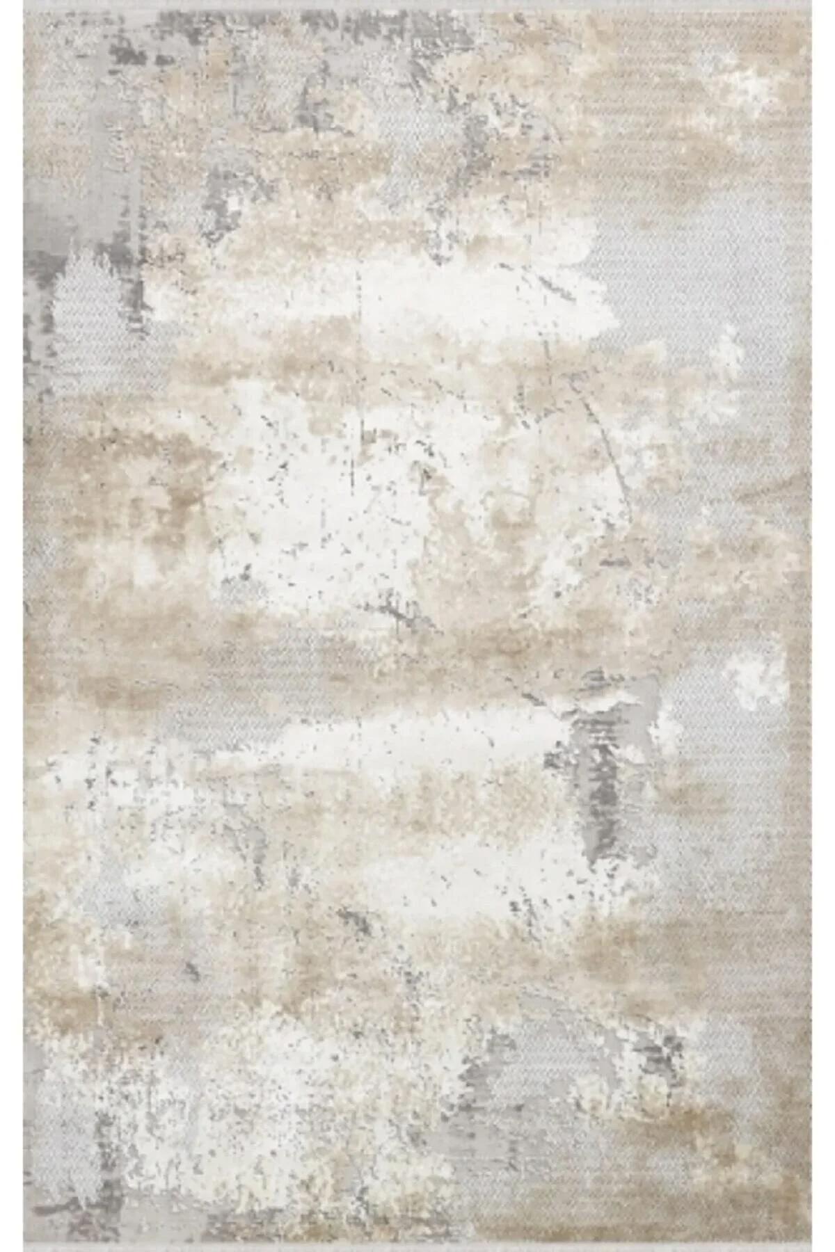 Merinos Tresor 19934 Krem 8.5 mm Akrilik Yıkanabilir Kalın Kaymaz Dikdörtgen Makine Dokuma Salon Halısı 180x250 cm