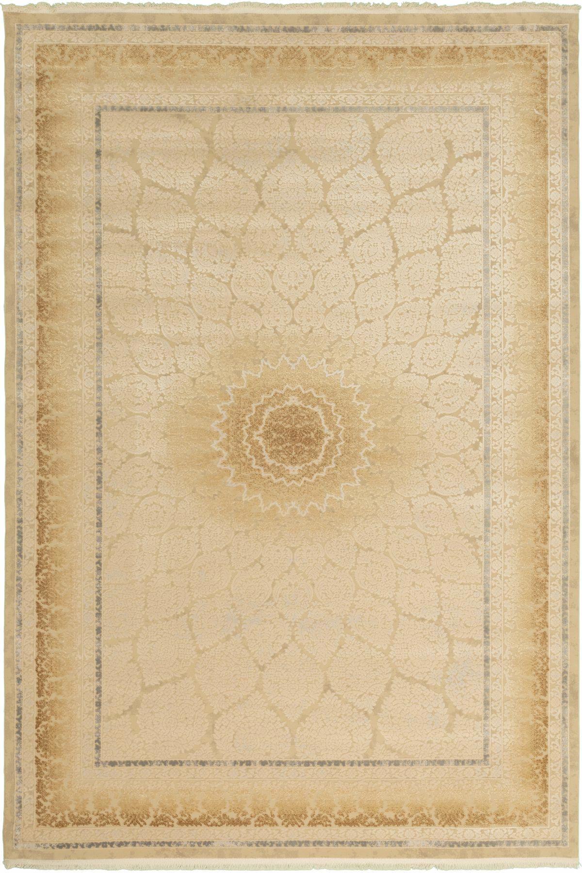 Tuğra Halı Silver SV04 Çok Renkli 7 mm Akrilik-Viskon Yıkanabilir İnce Dikdörtgen Makine Dokuma Antre-Oturma Odası-Salon-Yatak Odası Halısı 150x233 cm