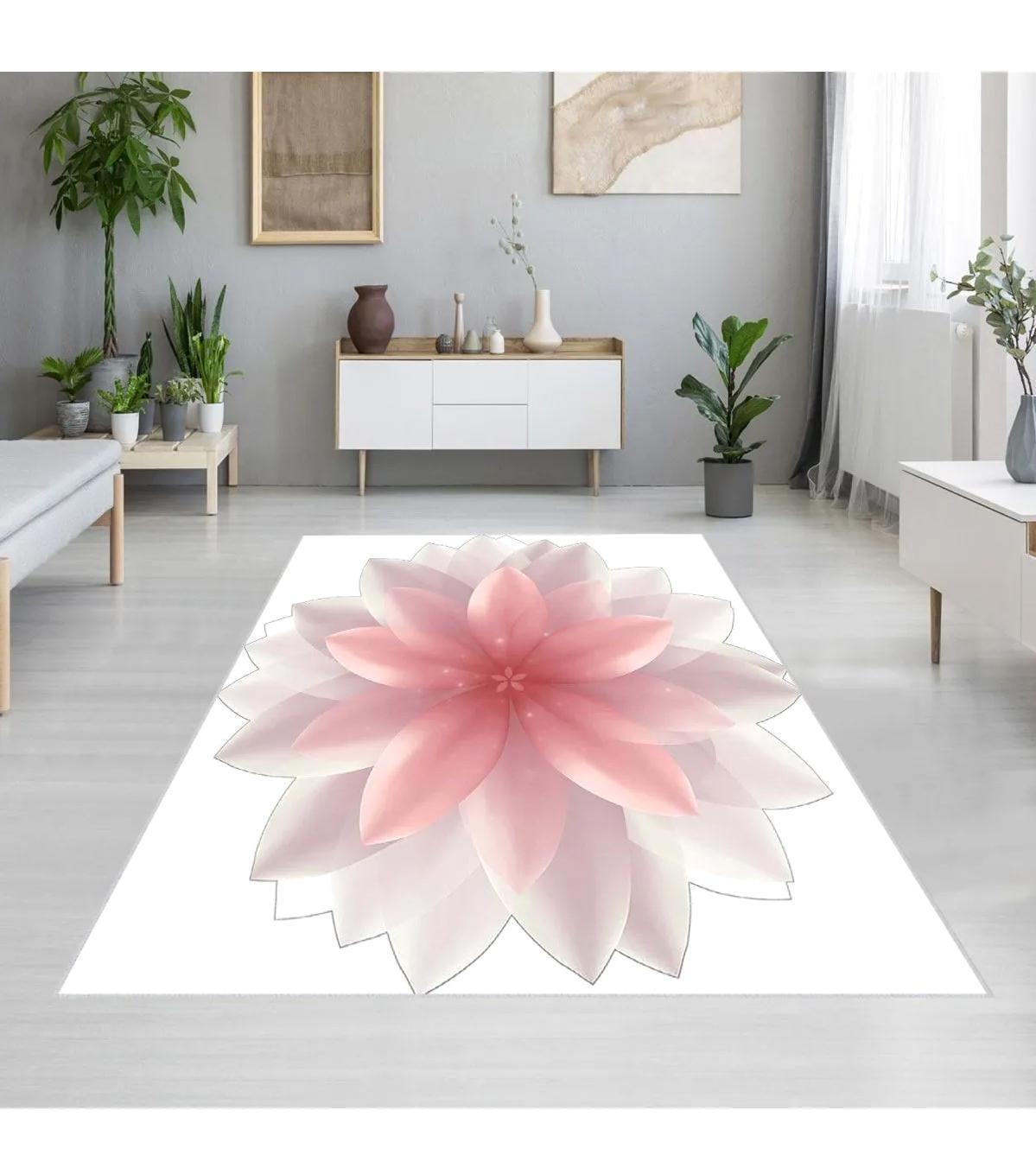 Rovigo Home RVG1889-SD446 Krem 8 mm Polyester Antibakteriyel-Leke Tutmaz-Toz Tutmaz Yıkanabilir İnce Kaymaz Dot Taban Dikdörtgen Makine Dokuma Salon Halısı 80x150 cm
