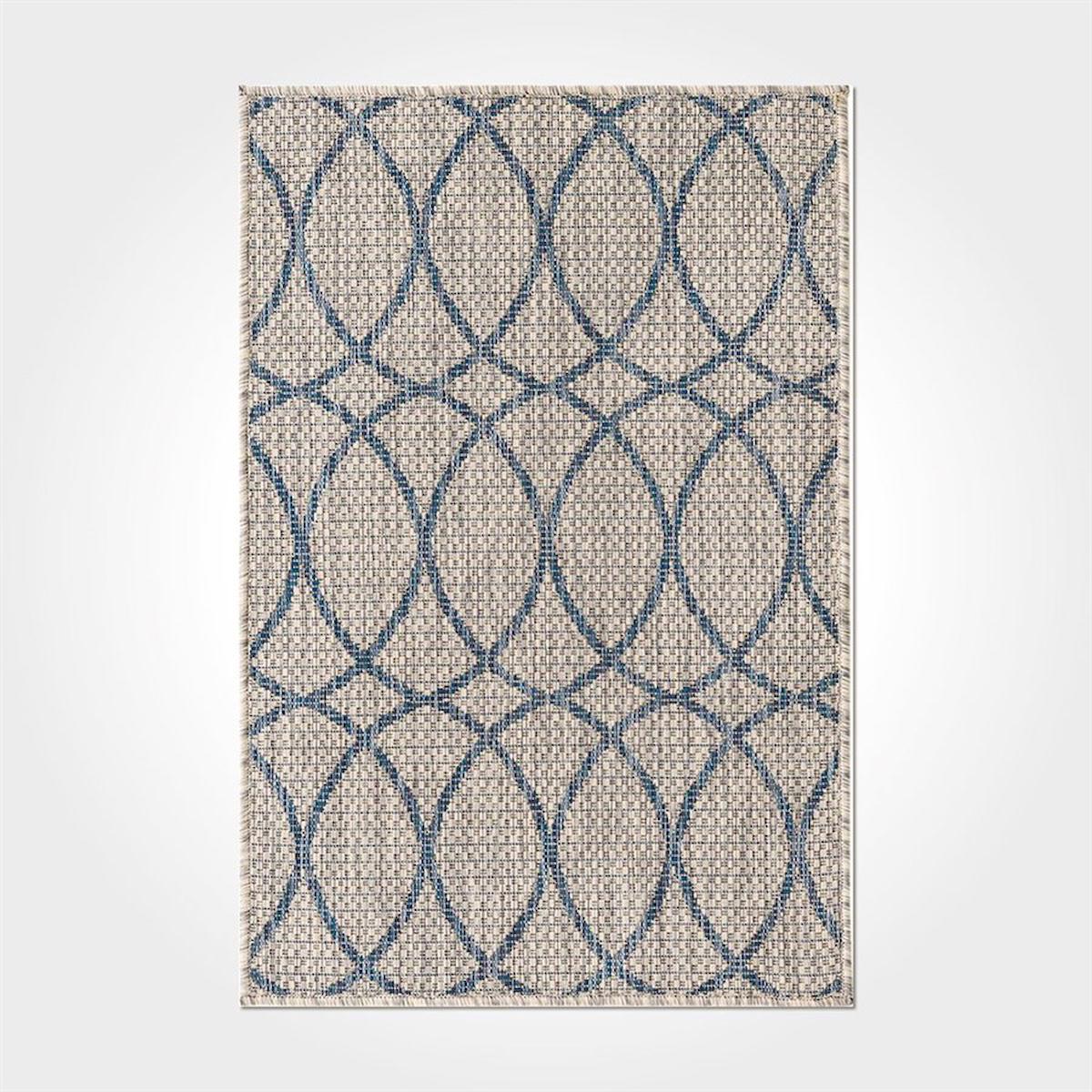 Crea Halı 2581PC Gri Pamuk-Polyester Yıkanabilir İnce Kaymaz Pamuk Taban Dikdörtgen Makine Dokuma Salon Halısı 160x235 cm