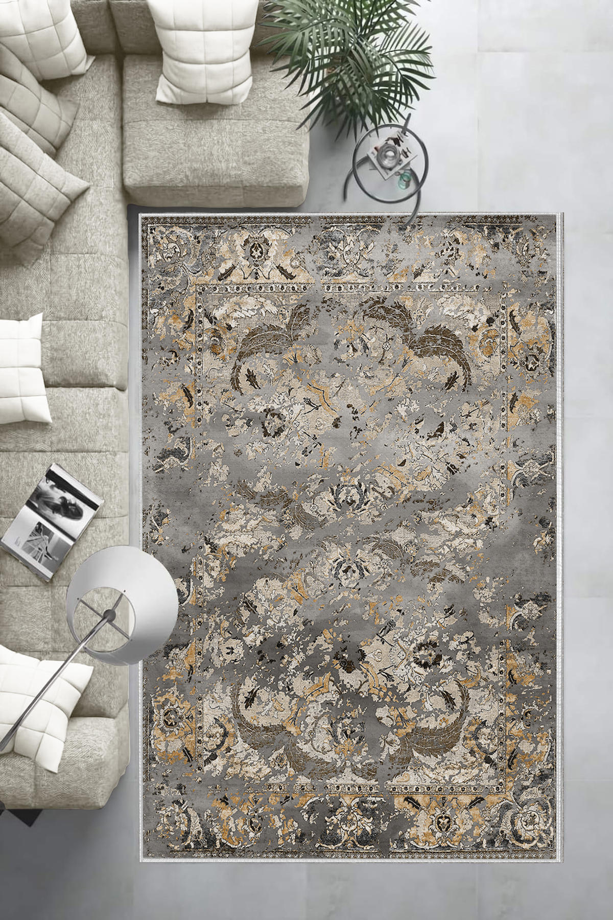 Aldora Kahverengi 0.8 mm Polipropilen Yıkanabilir Orta Kaymaz Deri Taban Dikdörtgen Makine Dokuma Salon Halısı 200x290 cm
