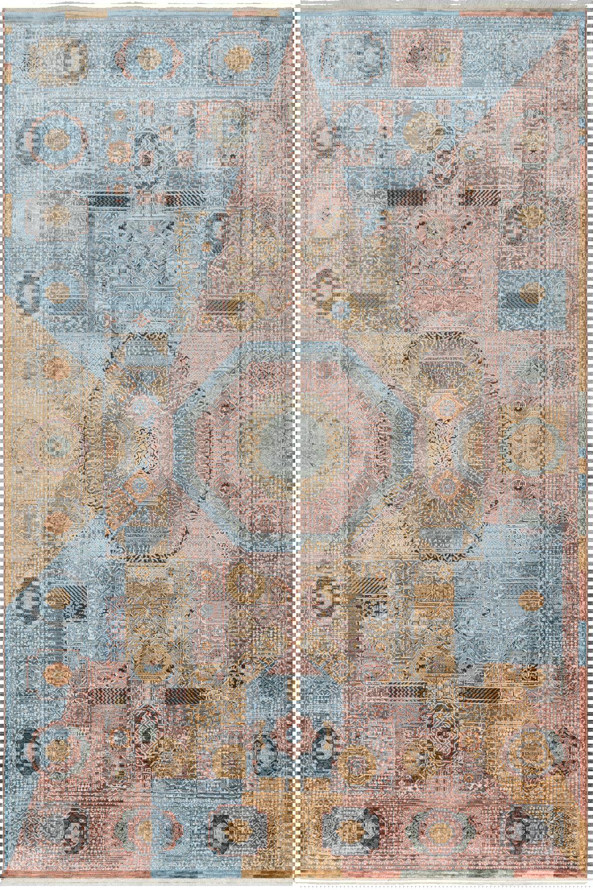 Tuğra Halı Omega OG02 Çok Renkli 14 mm Viskon Yıkanabilir Kalın Dikdörtgen Makine Dokuma Antre-Oturma Odası-Salon-Yatak Odası Halısı 120x180 cm