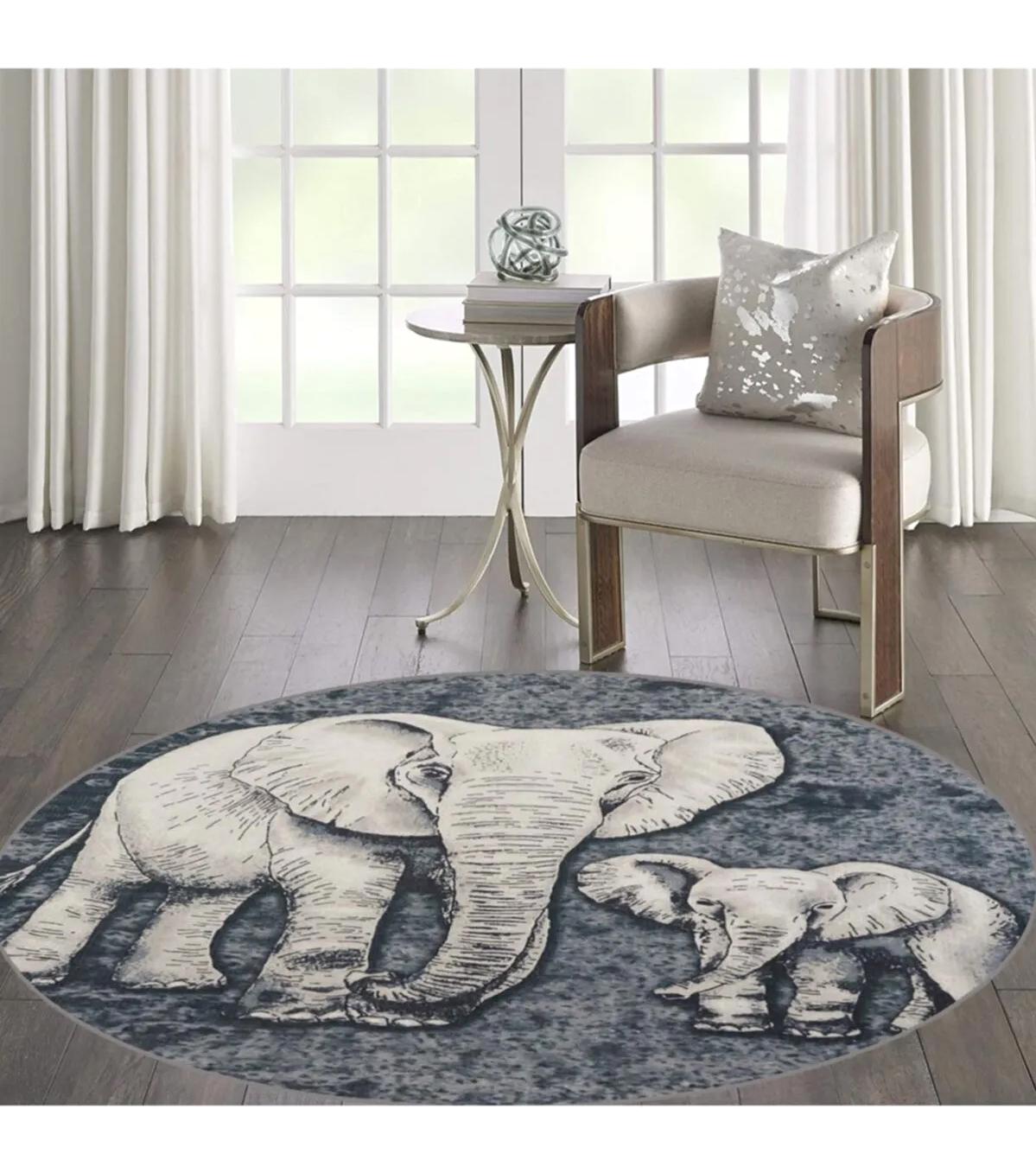 Rovigo Home RVG7126 Gri 8 mm Polyester Antibakteriyel-Leke Tutmaz-Toz Tutmaz Yıkanabilir İnce Kaymaz Dot Taban Yuvarlak Makine Dokuma Salon Halısı 120x180 cm