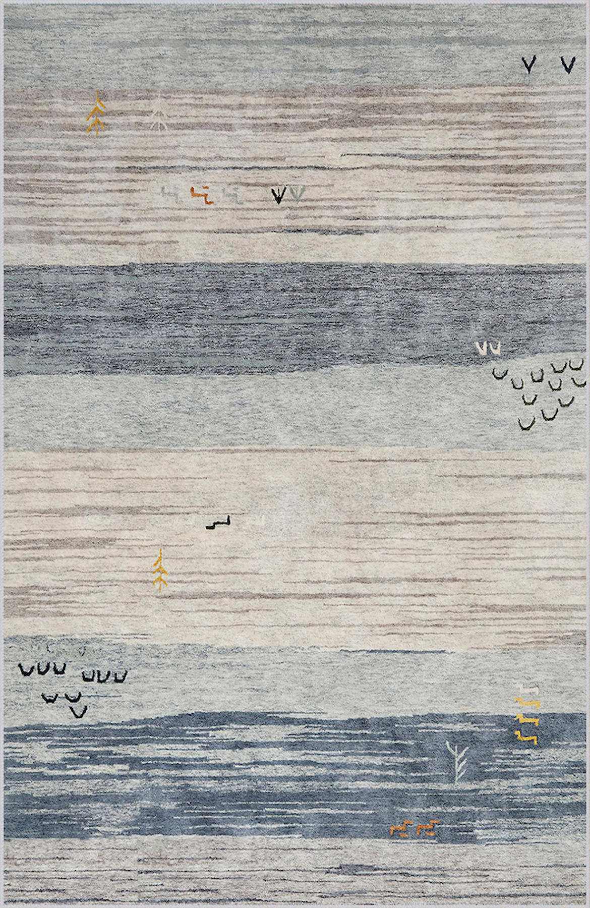 Rovigo Home RVG0605 Bej-Gri 8 mm Polyester Antibakteriyel-Leke Tutmaz-Toz Tutmaz Yıkanabilir İnce Kaymaz Dot Taban Dikdörtgen Makine Dokuma Salon Halısı 80x150 cm