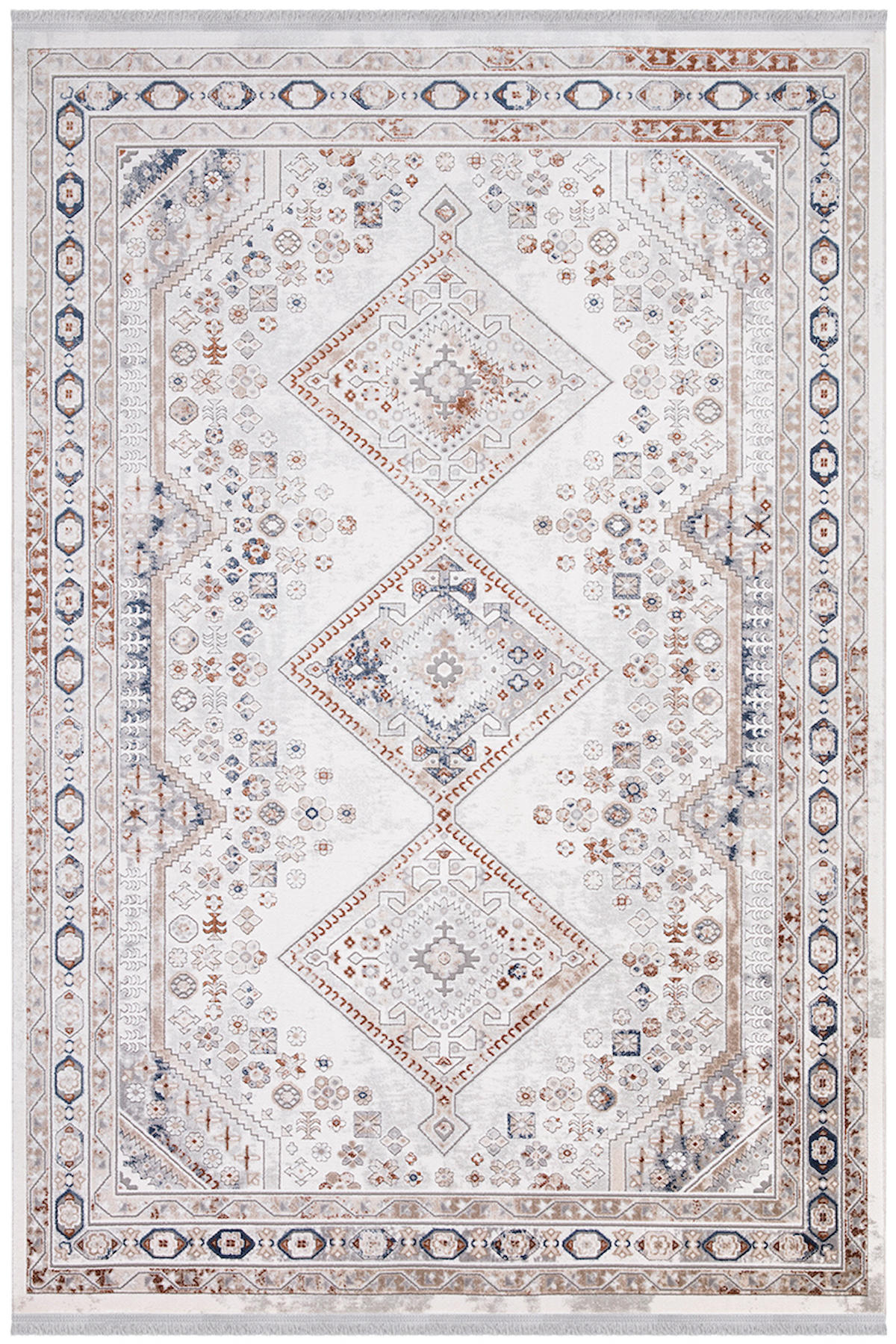 İpek Home Vales 7811A Krem 8 mm Polyester Yıkanabilir Orta Kaymaz Pamuk Taban Dikdörtgen Makine Dokuma Antre-Çocuk Odası-Salon-Yatak Odası Halısı 80x200 cm