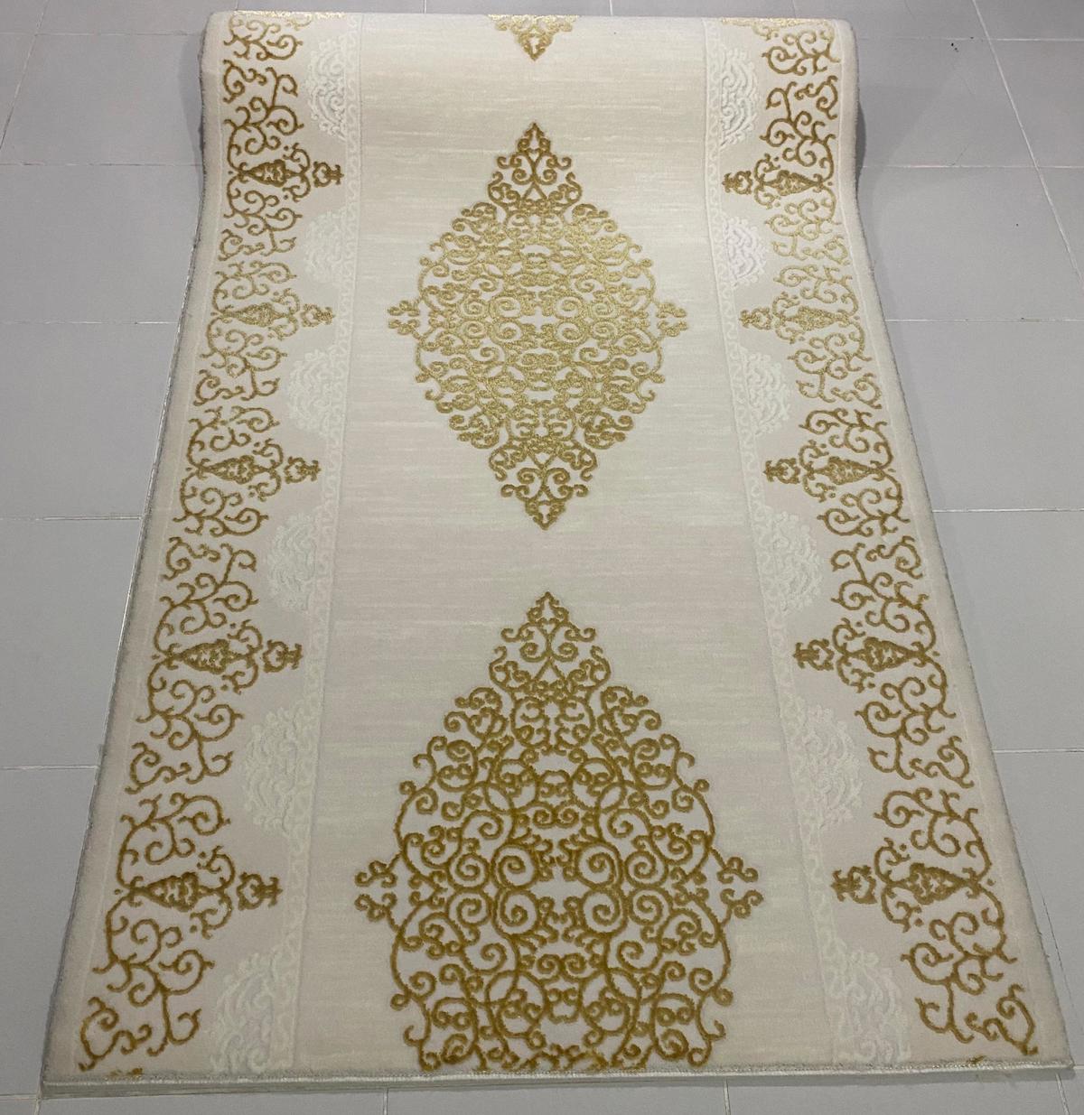 Dinarsu Bodrum HY100044 Altın 10 mm Polipropilen Silinebilir Yıkanabilir Orta Dikdörtgen Makine Dokuma Oturma Odası-Salon Halısı 80x140 cm
