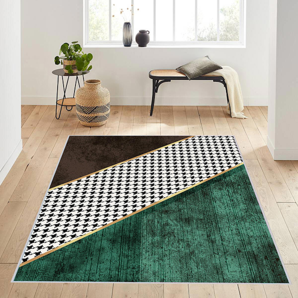 Rovigo Home RVG0204-SD429 Çok Renkli 8 mm Polyester Yıkanabilir Orta Kaymaz Dot Taban Dikdörtgen Makine Dokuma Salon Halısı 100x300 cm