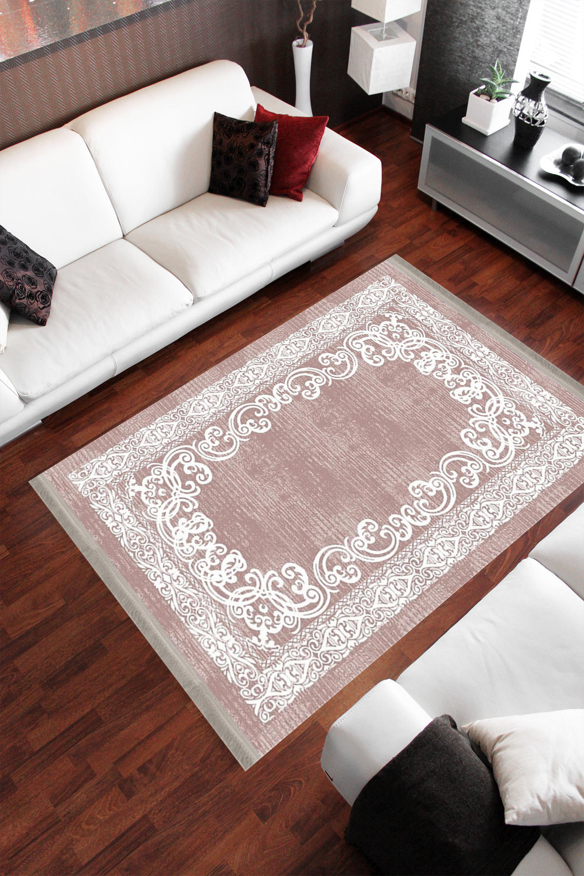 Homier Collection H-KS-3051B Çok Renkli 7 mm Pamuk Antibakteriyel Yıkanabilir Orta Kaymaz Dot Taban Dikdörtgen Makine Dokuma Salon Halısı 160x230 cm