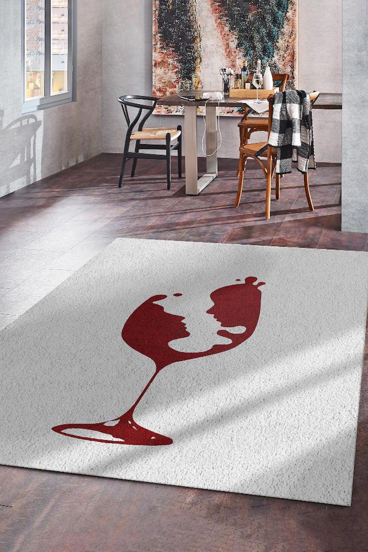 Homshtag Bir Yudum Bakış Ekru 4 mm Pamuk Antistatik Yıkanabilir İnce Kaymaz Dikdörtgen Makine Dokuma Yemek Odası Halısı 80x150 cm
