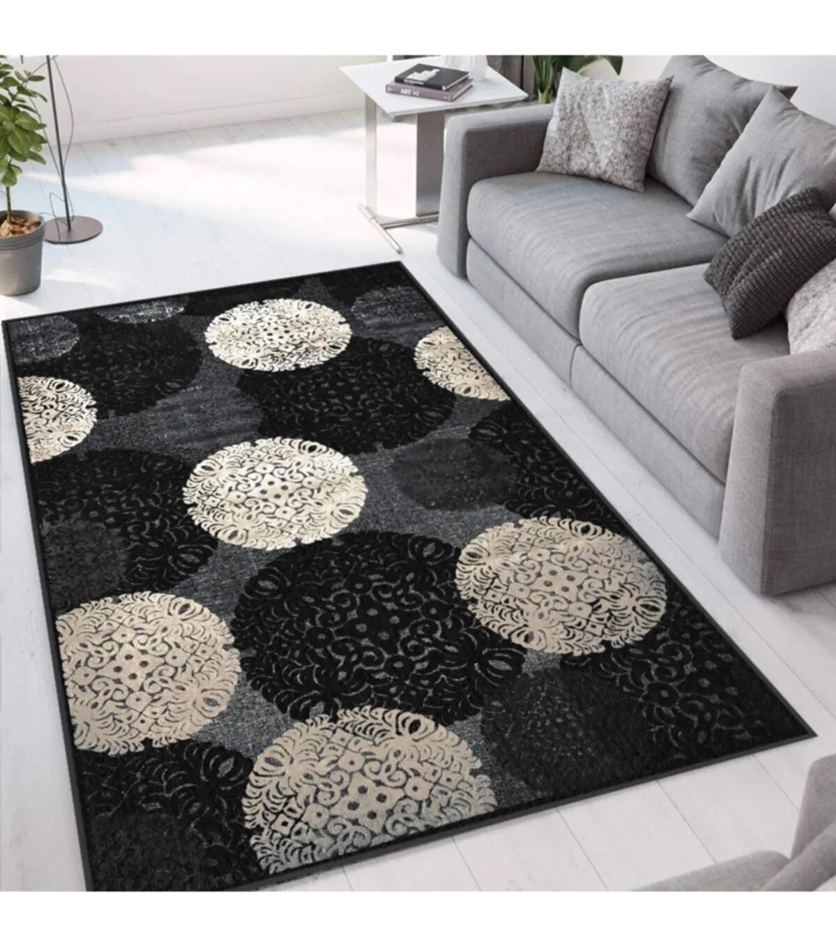 Rovigo Home RVG1658 Çok Renkli 8 mm Polyester Leke Tutmaz-Toz Tutmaz Yıkanabilir İnce Kaymaz Dot Taban Dikdörtgen Makine Dokuma Salon Halısı 100x200 cm